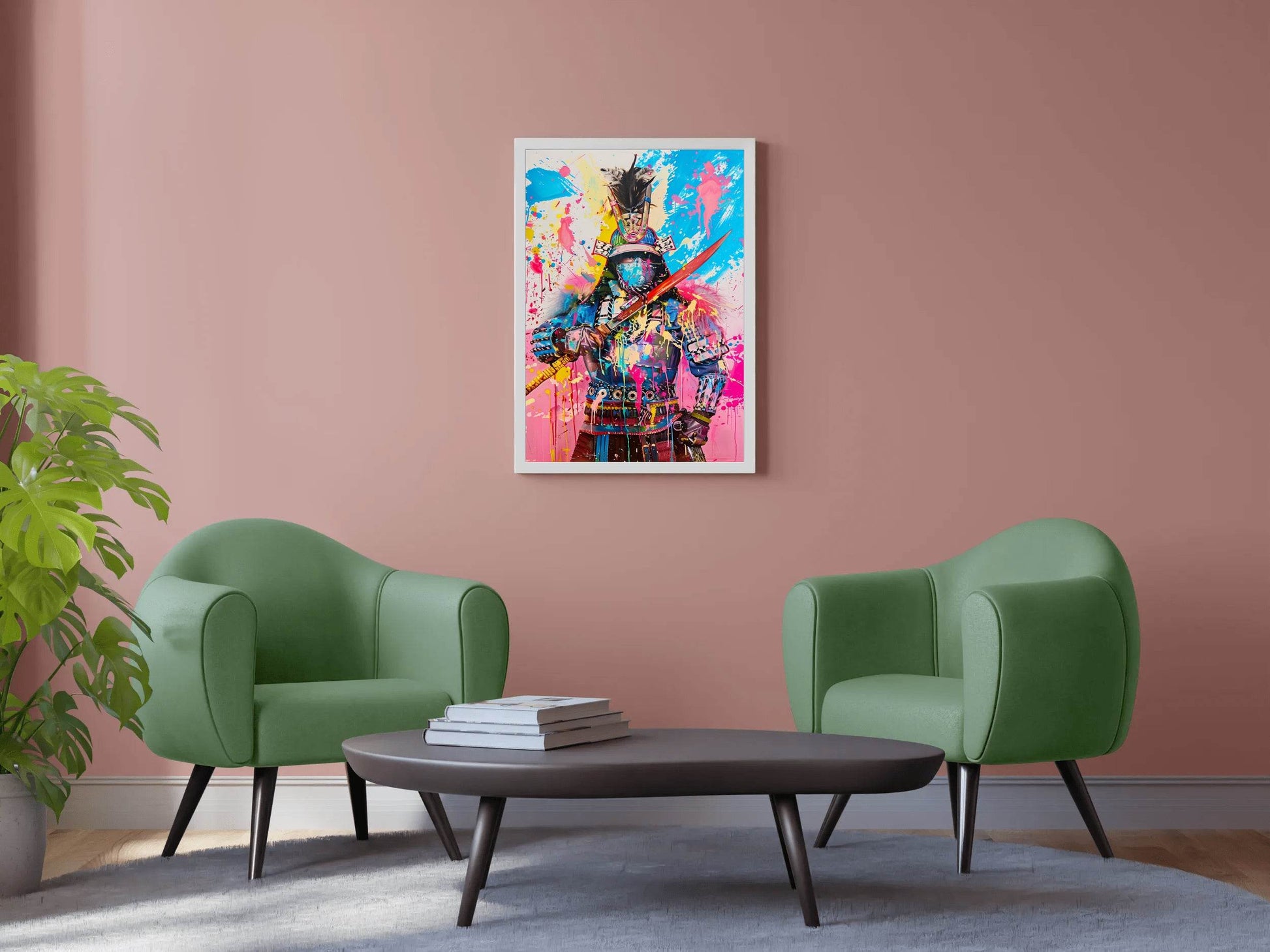 Futuristic Samurai Warrior in Vibrant Colors Wall Art - beink online art store