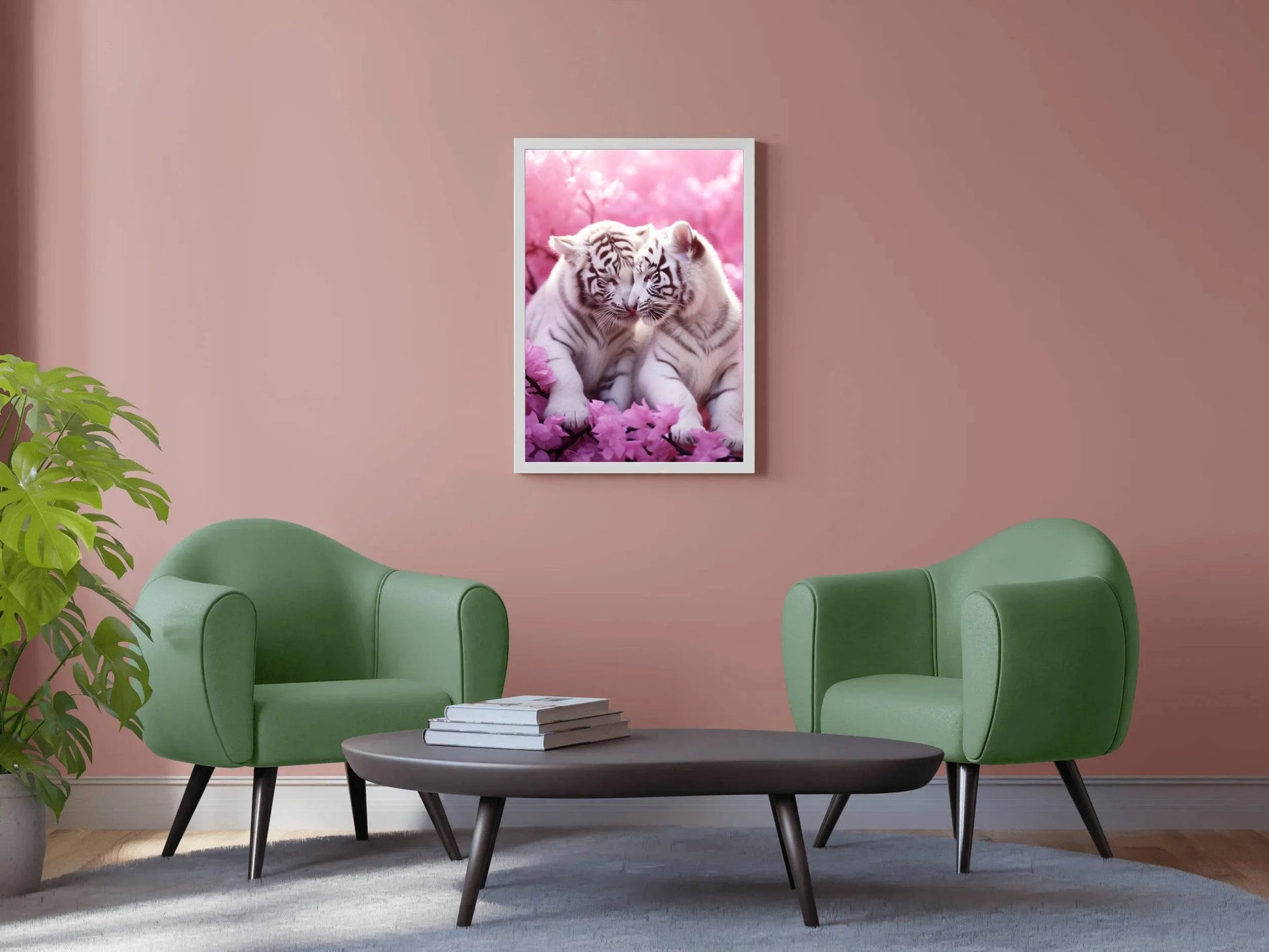 Pair of White Tiger Animal Wall Art - beink online art store