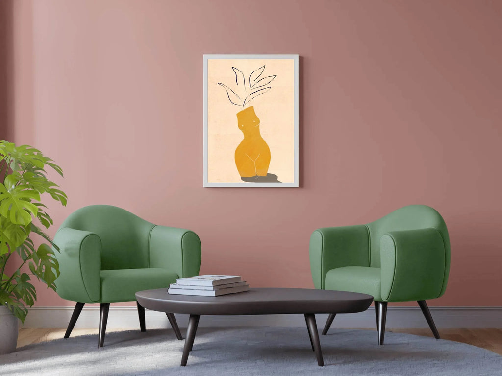 Honey Yellow Poster With Vase Wall Art - beink online art store