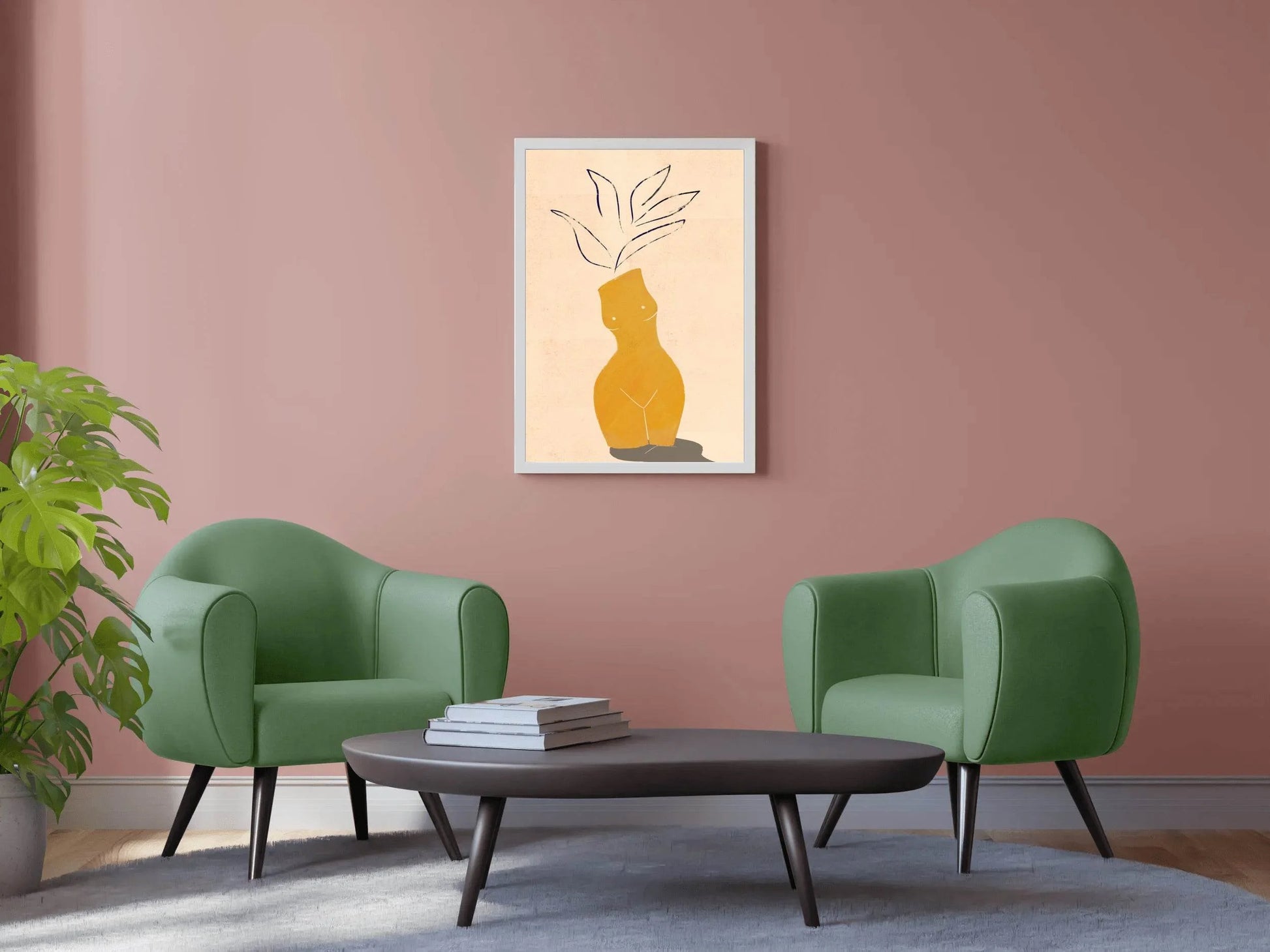 Honey Yellow Poster With Vase Wall Art - beink online art store