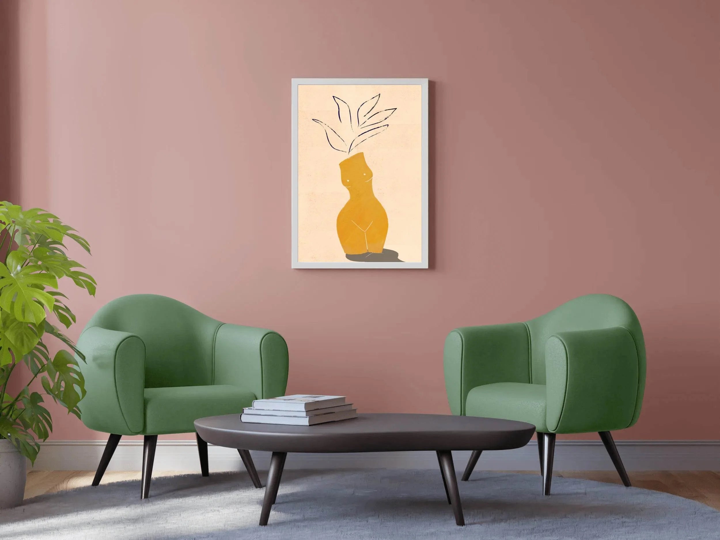 Honey Yellow Poster With Vase Wall Art - beink online art store