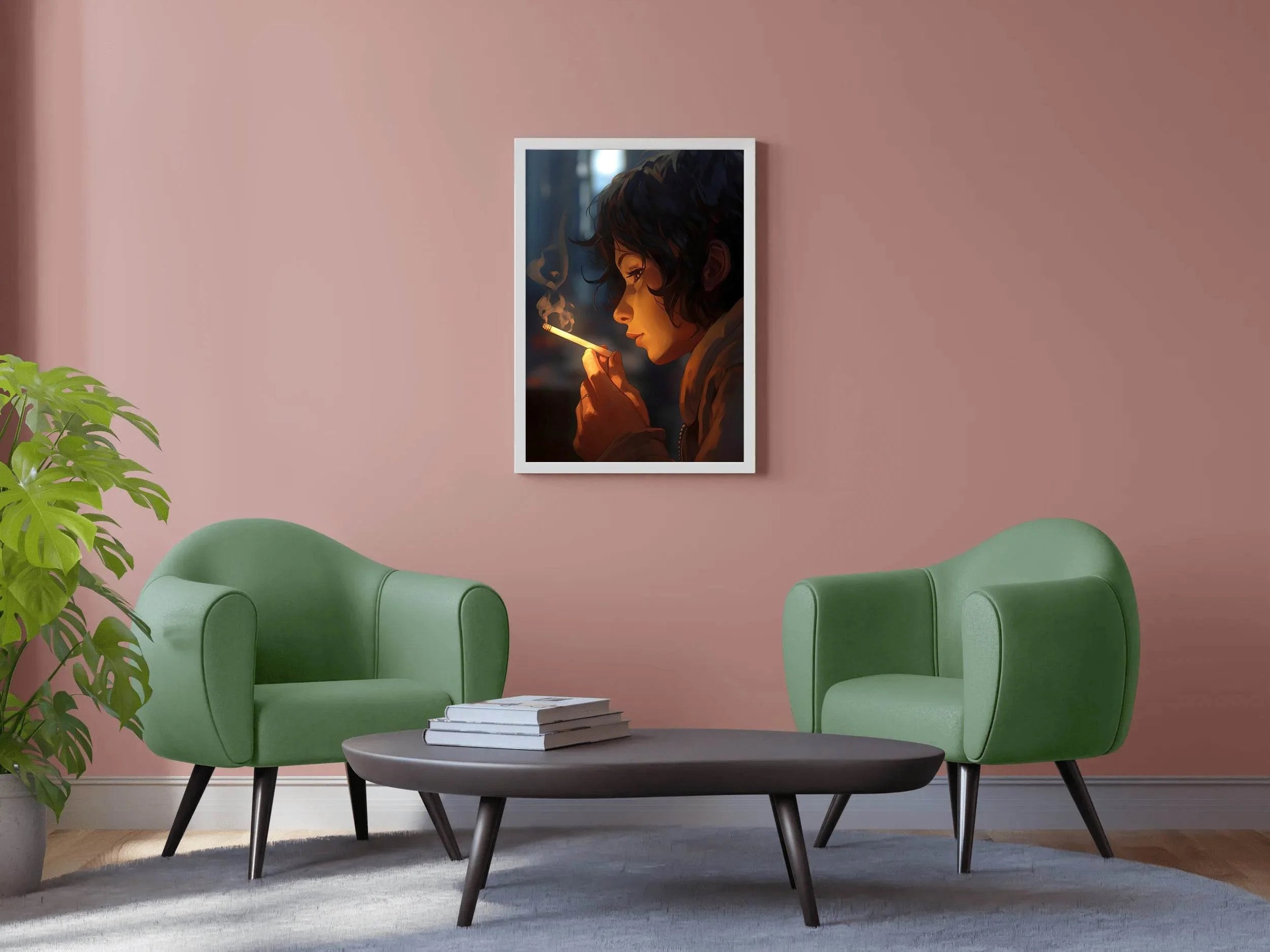 Anime Style Character With Cigarette Wall Art - beink online art store