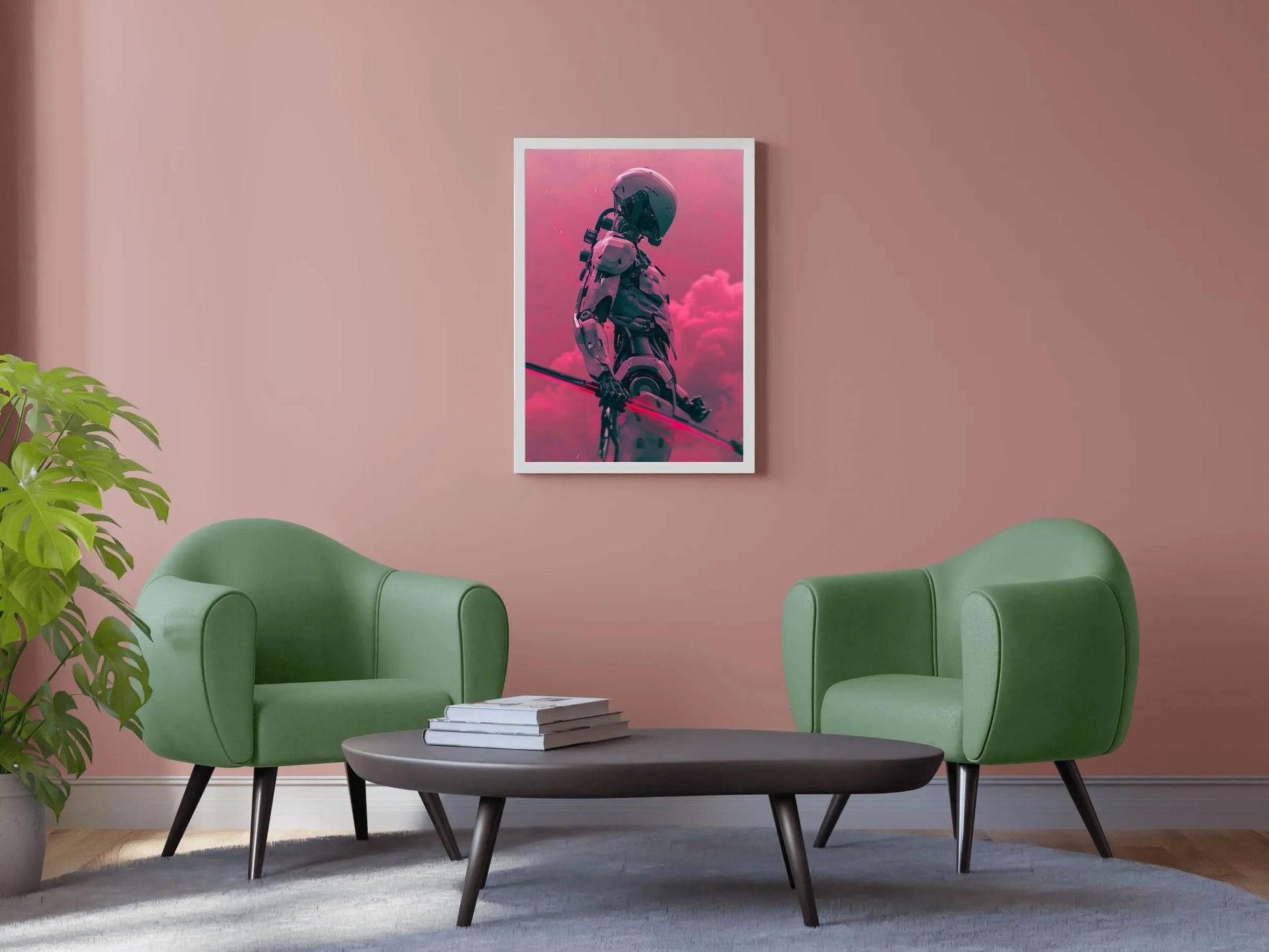 Robotic Man Holding Weapon Modern Art - beink online art store