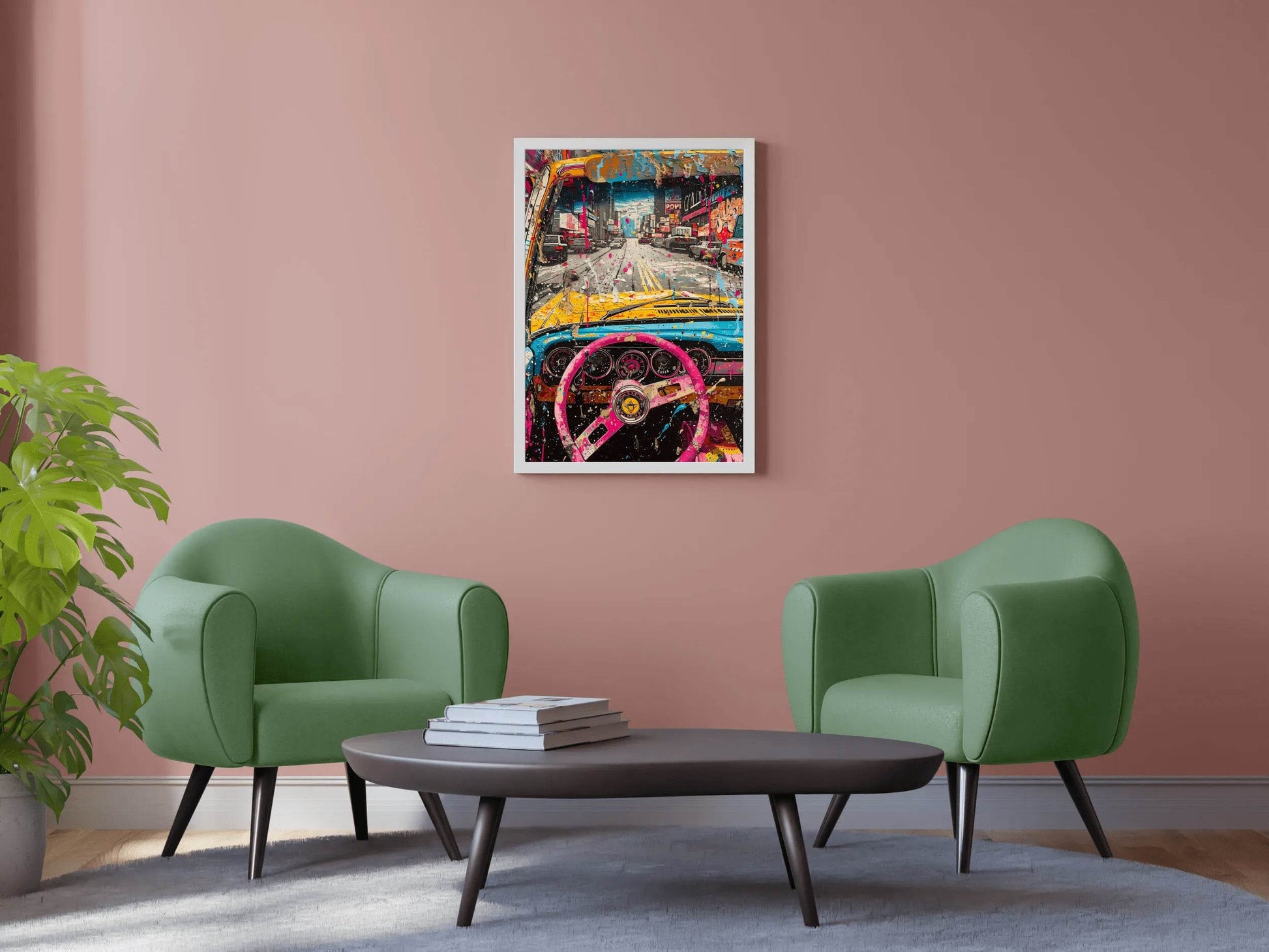 Rainbow Car To Road Wall Art - beink online art store