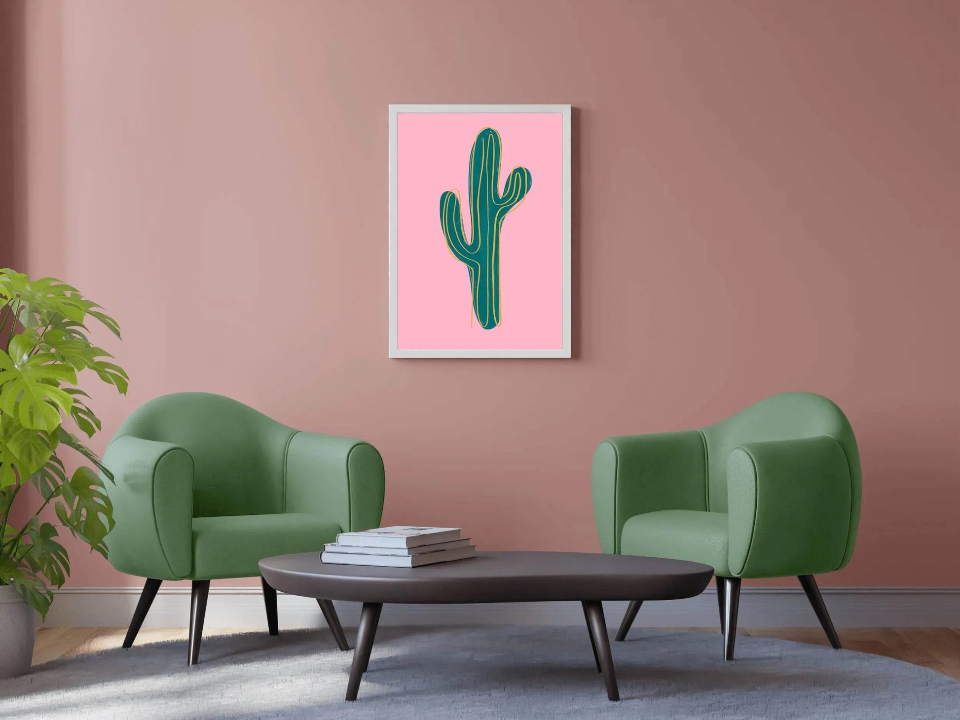 Green Cactus Painting Wall Art - beink online art store