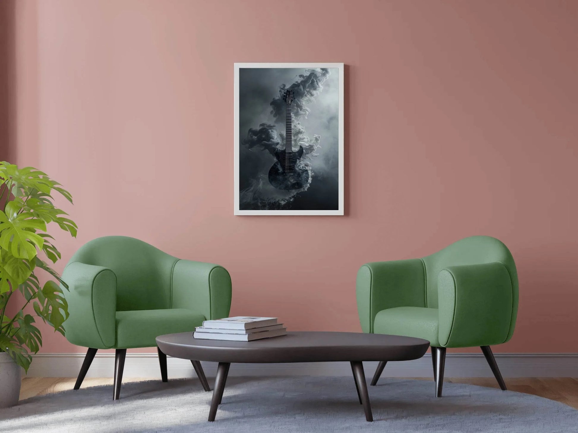 Smokey Black Guitar Wall Art - beink online art store