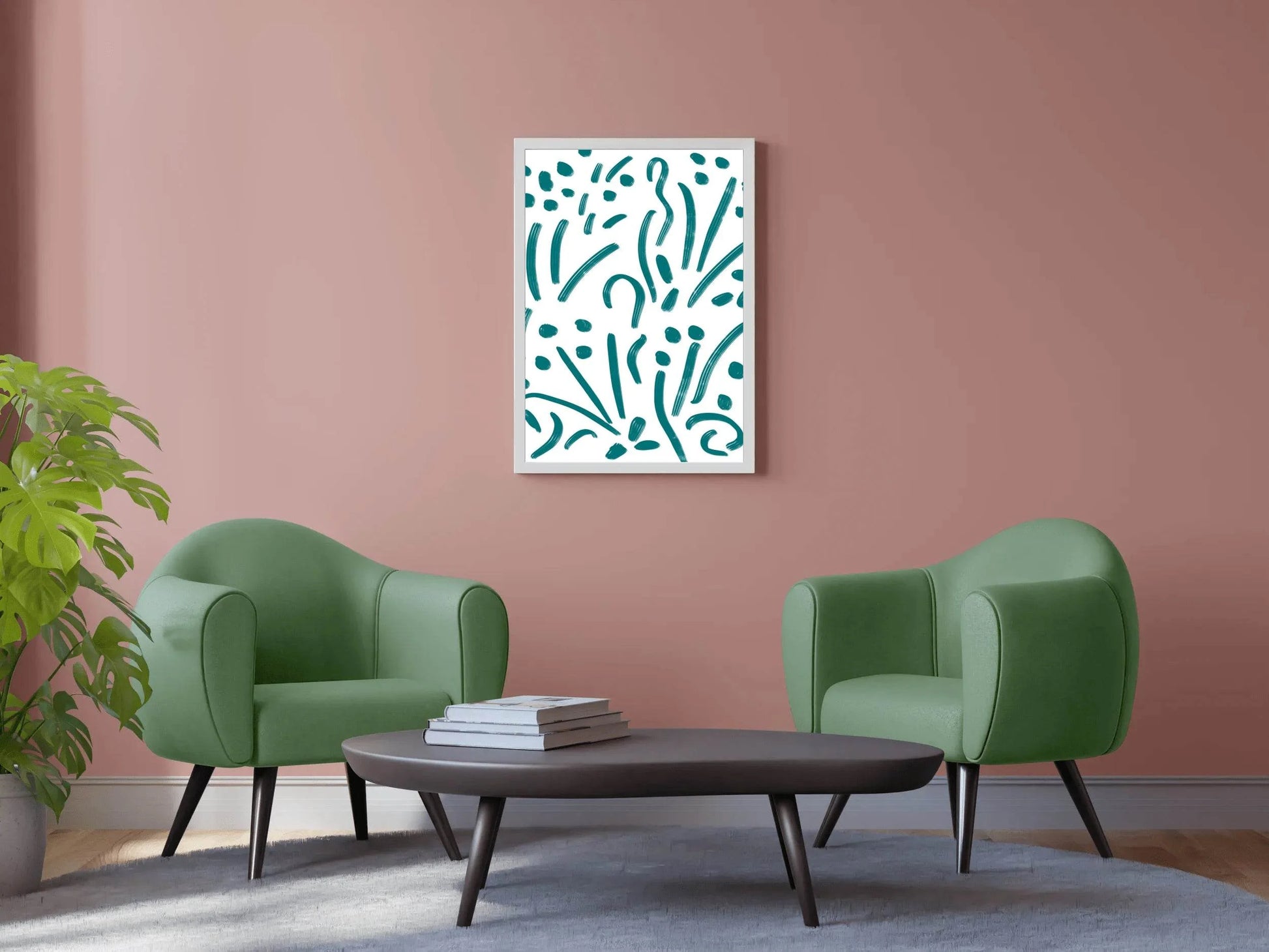 Teal Splatters Canvas Wall Art - beink online art store