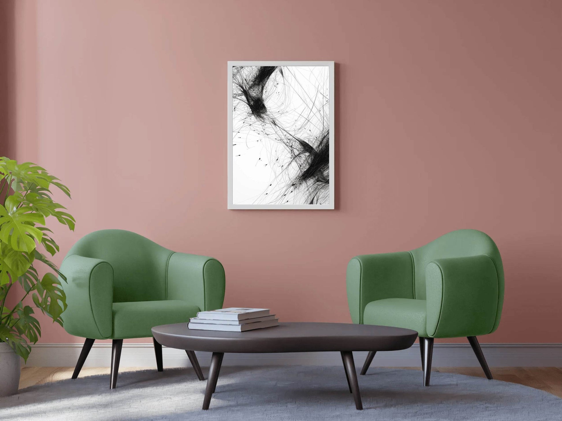 Black Tangled Hairs Modern Wall Art - beink online art store