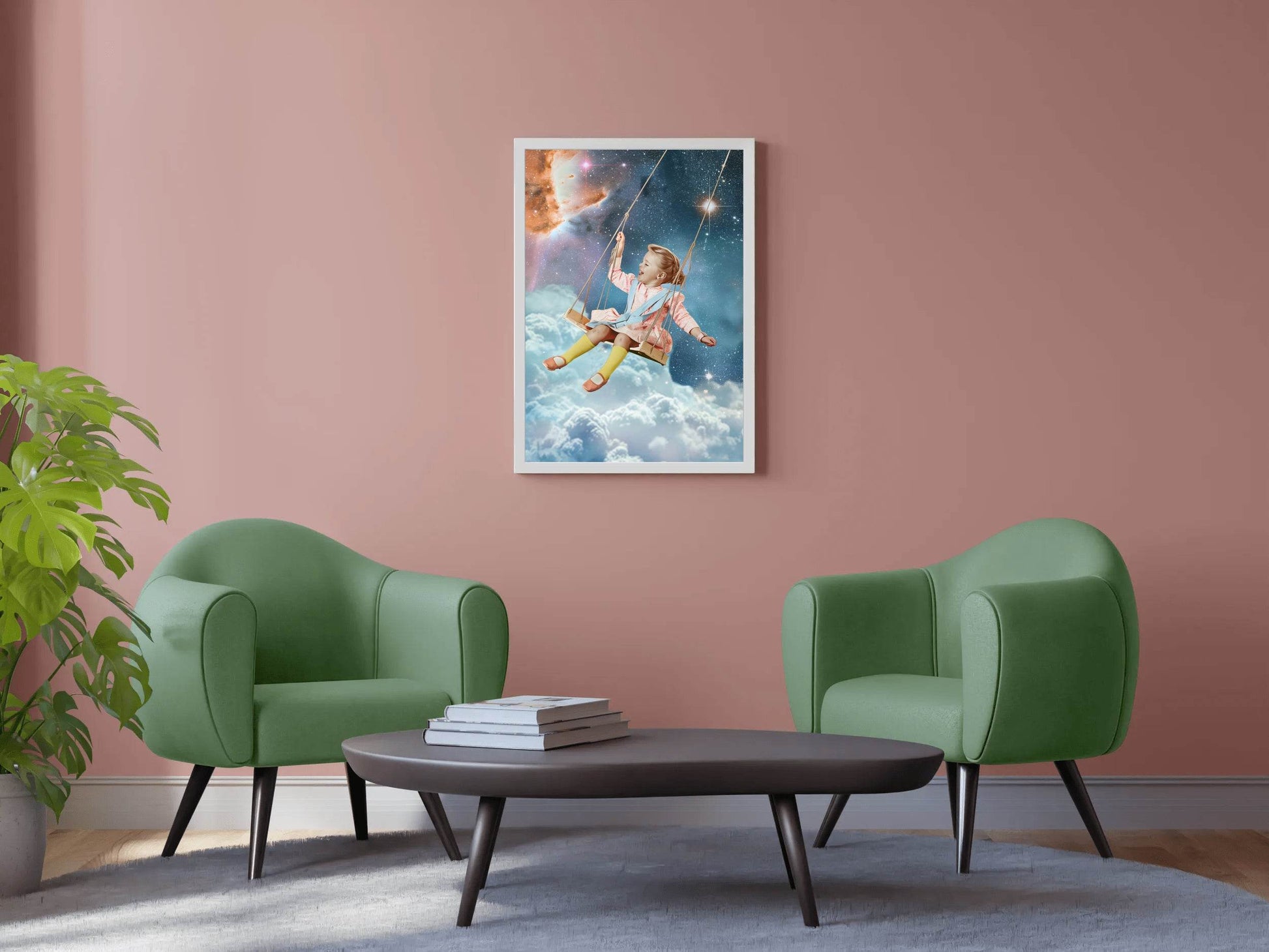 Little Girl Swinging in Space Wall Art - beink online art store