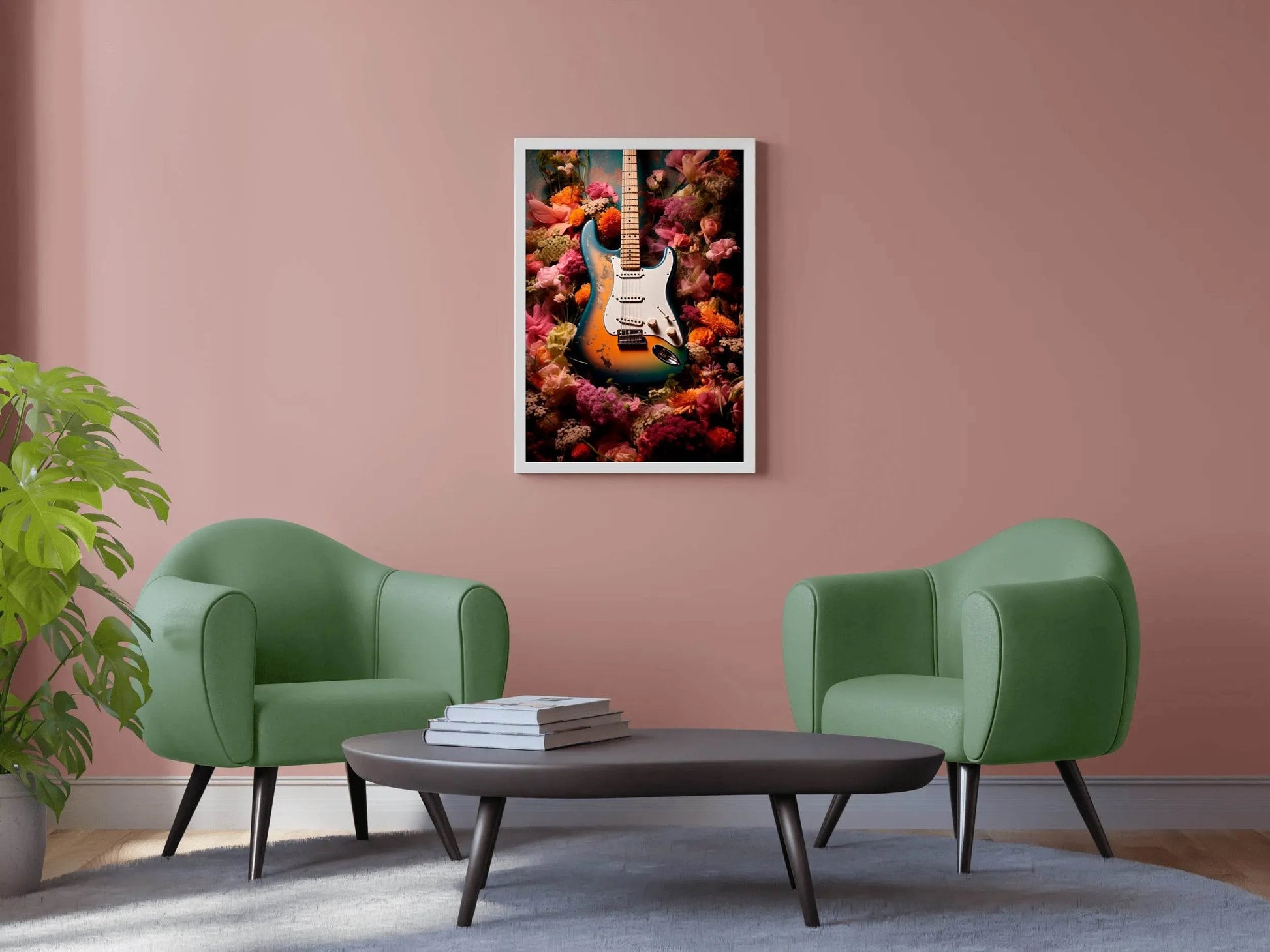 Guitar With Spring Flowers Wall Art - beink online art store
