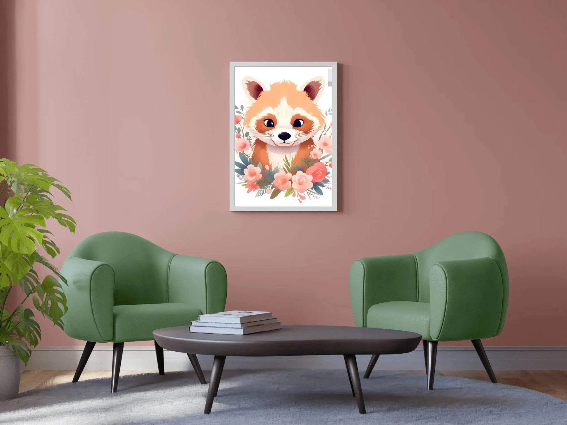Cute Watercolor Red Panda Wall Art - beink online art store