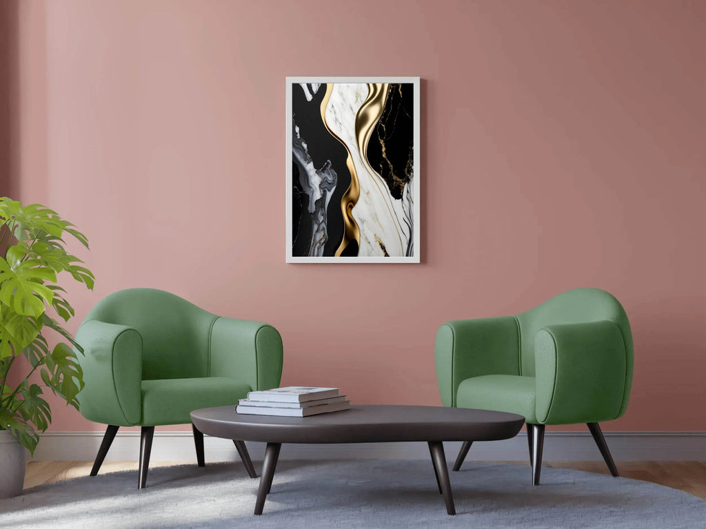 Black White And Gold Mmarble Facade Wall Art - beink online art store