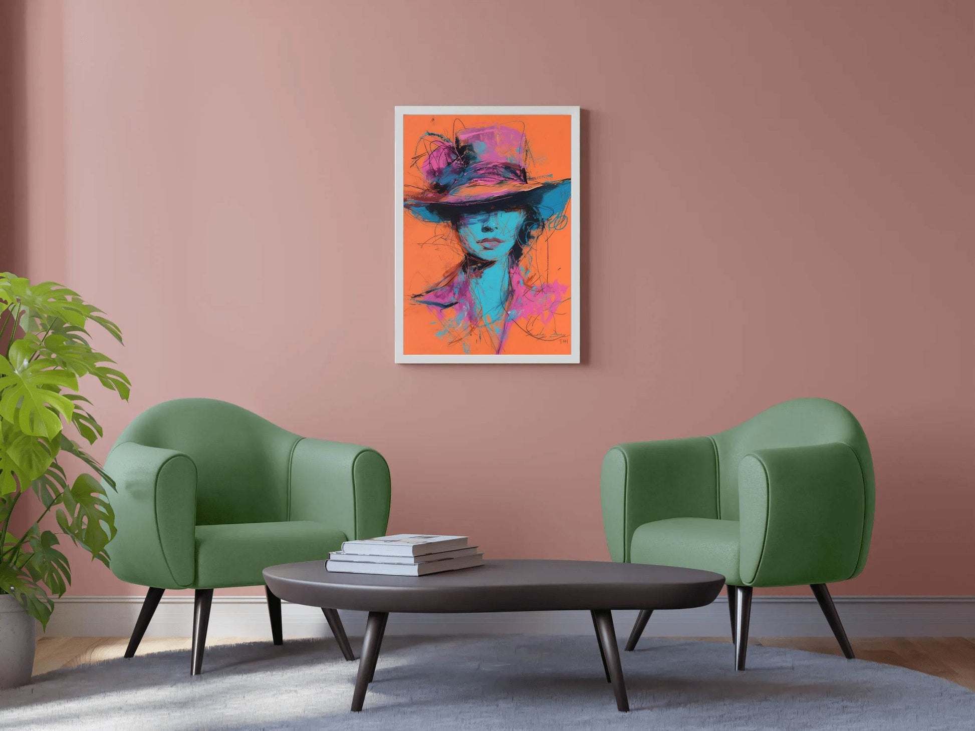 Painting Of A Woman With A Brimmed Hat Wall Art - beink online art store