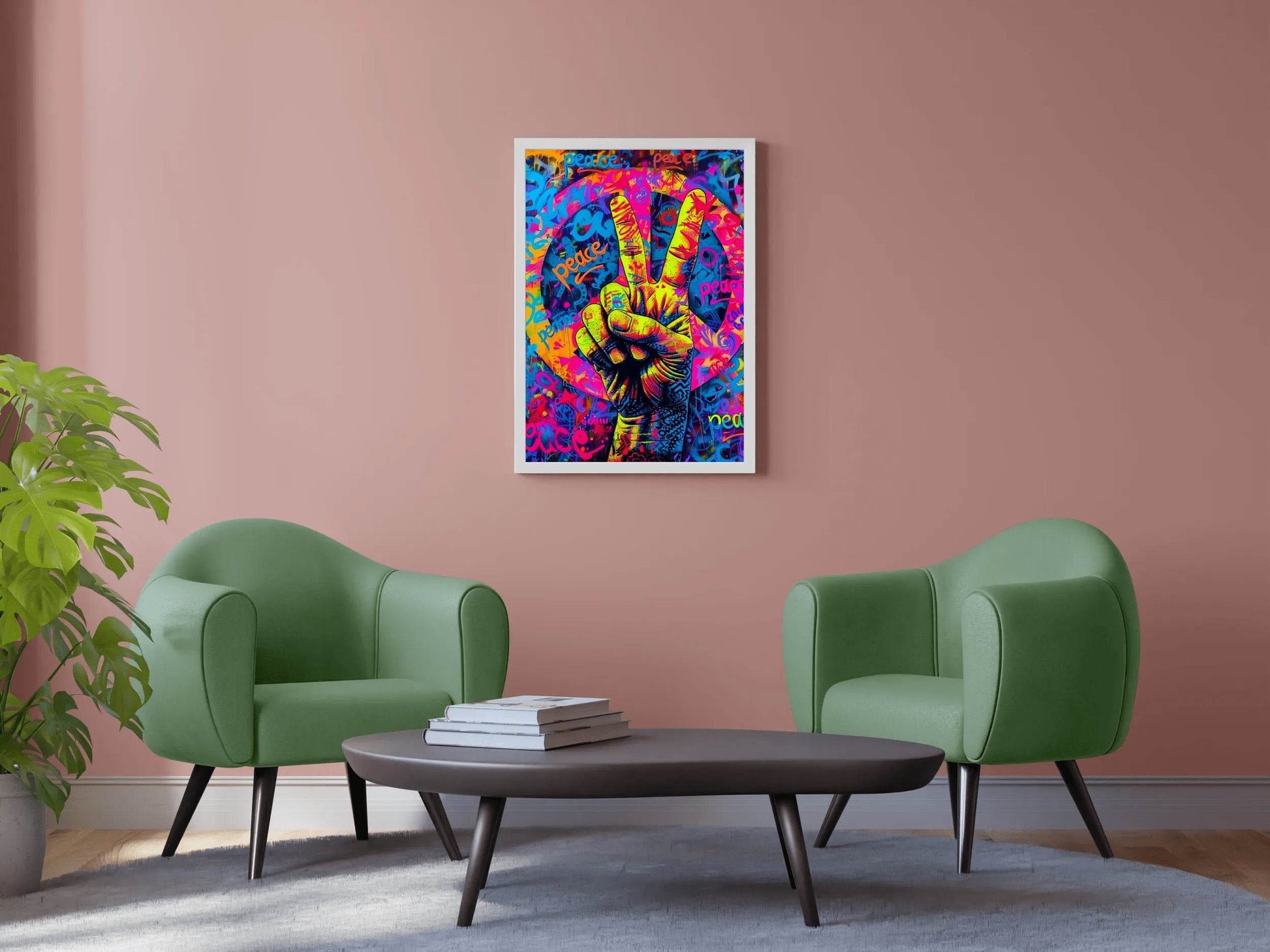 Graffiti Wall with a Peace Sign Wall Art - beink online art store
