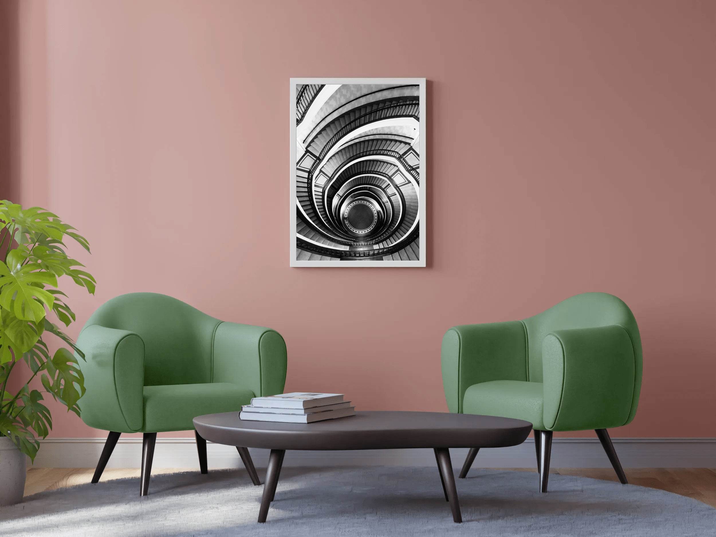 Old Style Stairs Architecture Black and White Wall Art - beink online art store