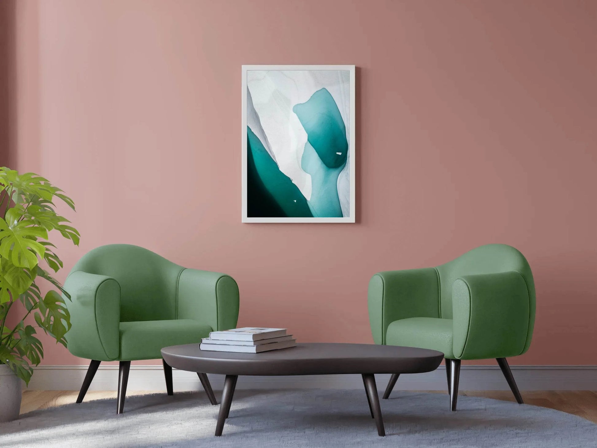 Green Water Color With White Background Abstract Wall Art - beink online art store
