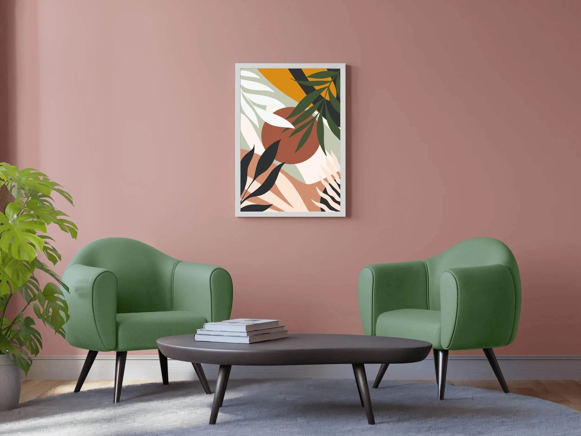 Abstract Design with Tropical Leaves shapes ArtWork - beink online art store