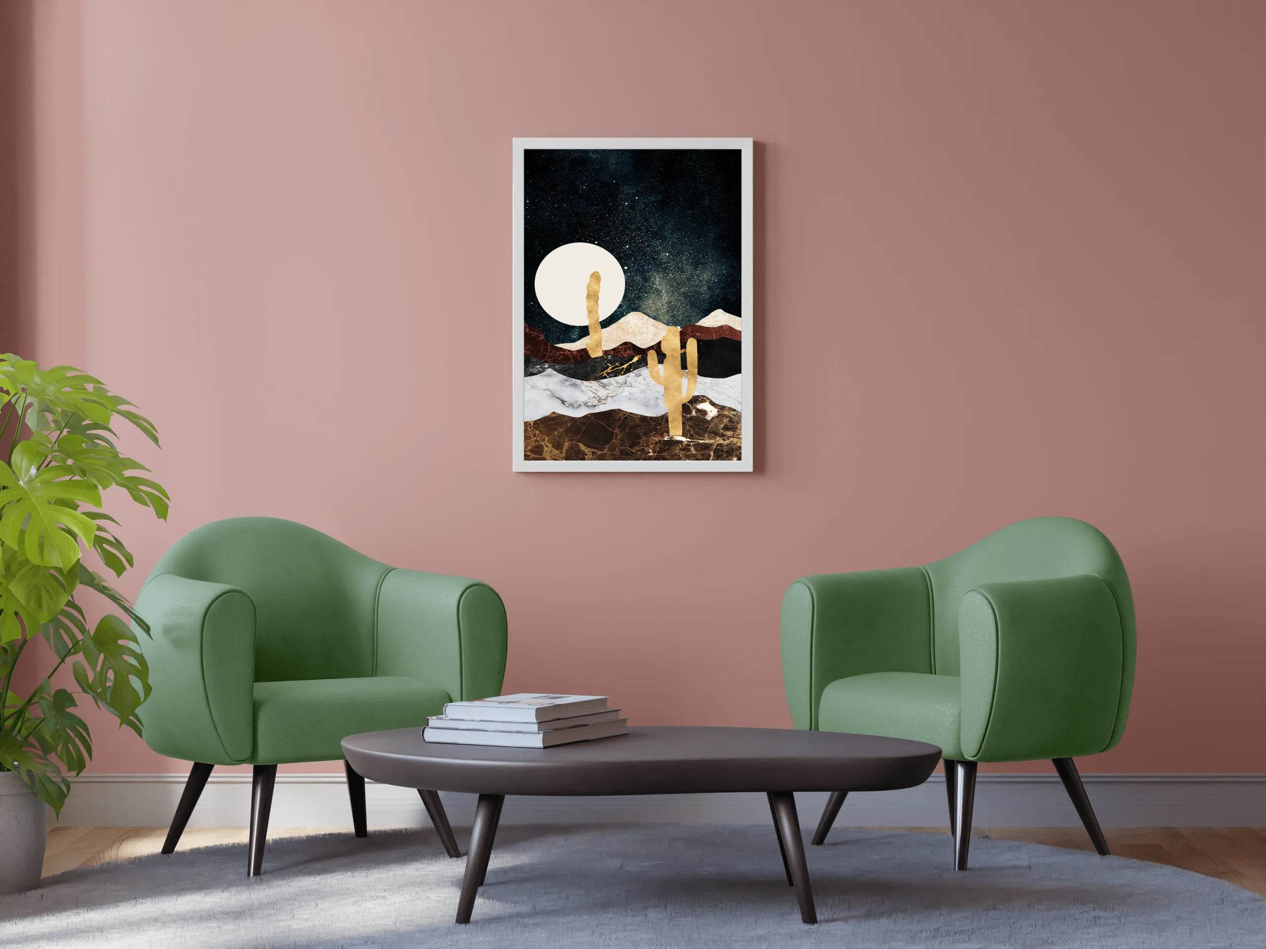 Desert Moonlit Modern Wall Art - beink online art store