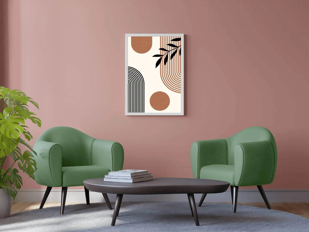 Black Olive Leaf With Patterned Colored Background Wall Art - beink online art store