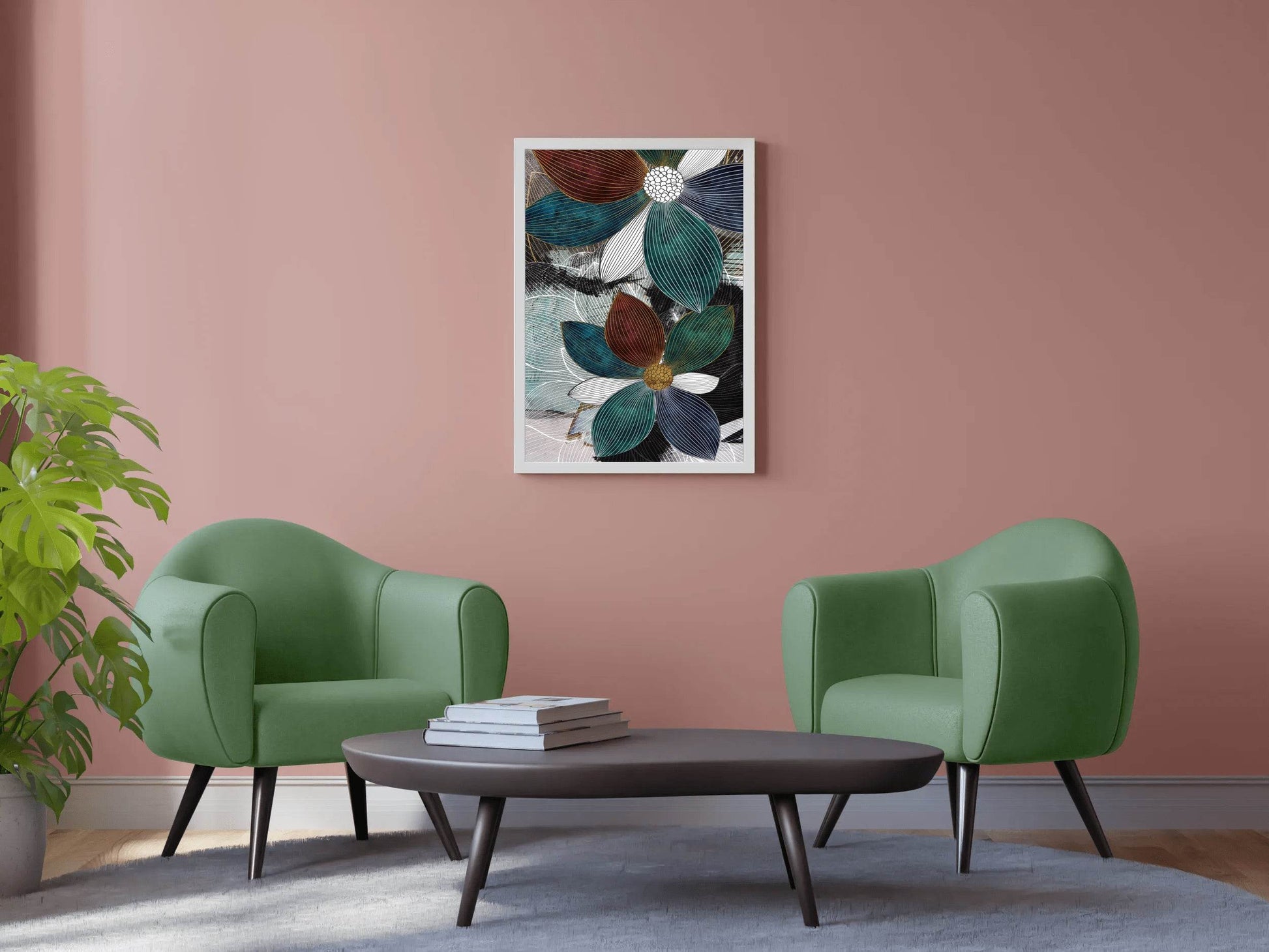 Blue and White Petal Patterns Wall Art - beink online art store