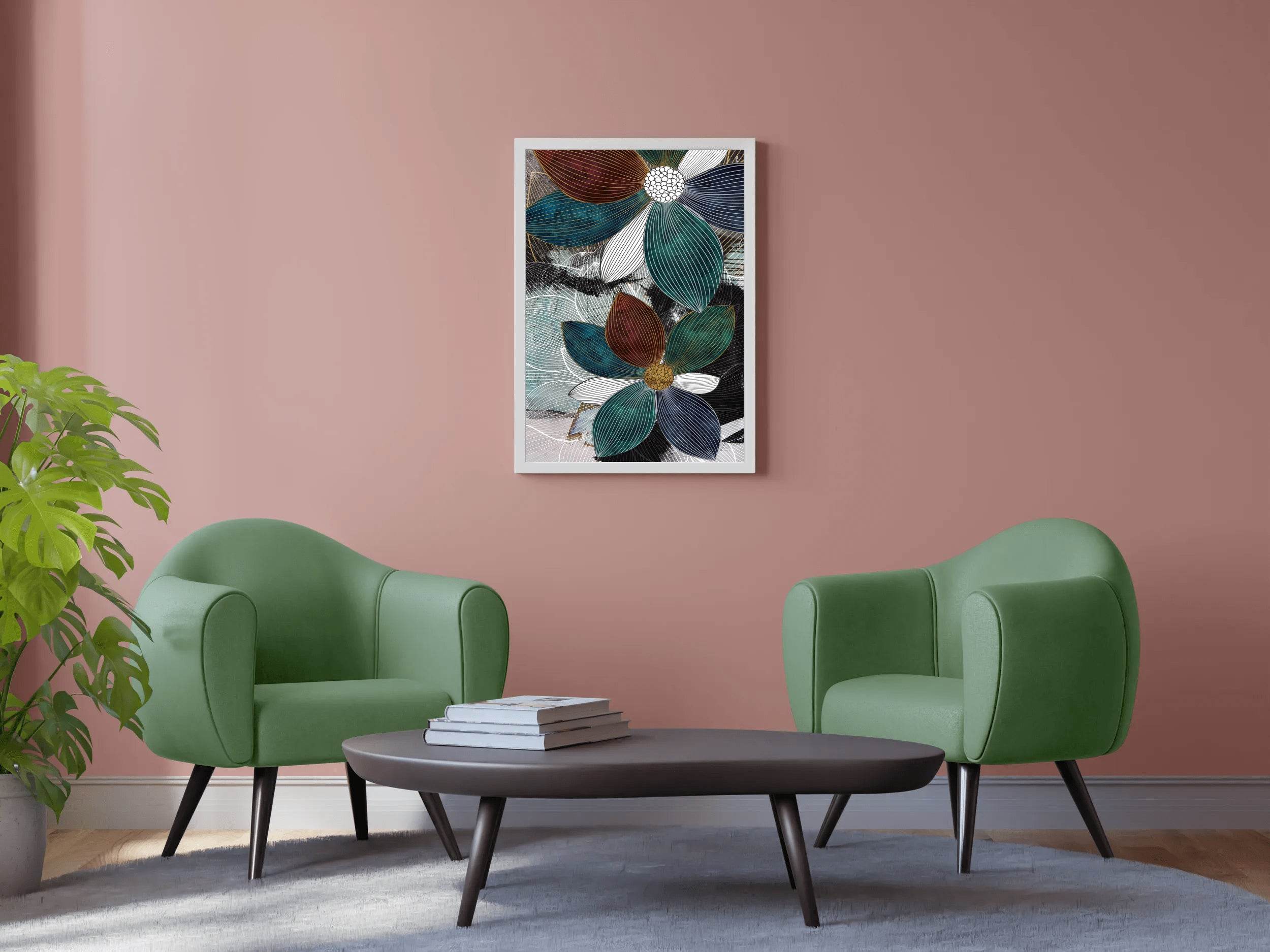 Blue and White Petal Patterns Wall Art - beink online art store