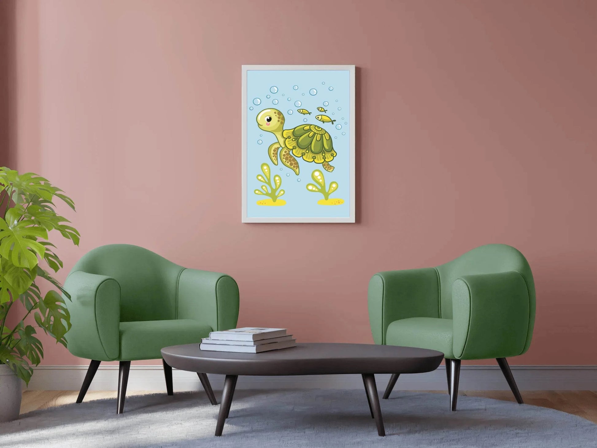 Cute Cartoon Floating Turtle Wall Art - beink online art store