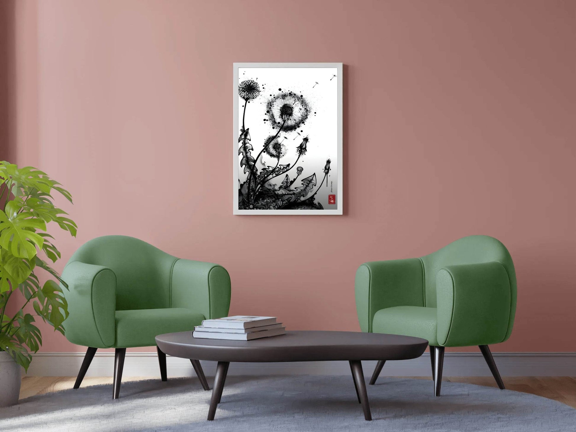Striking Black Ink Illustration of Plant Wall Art - beink online art store