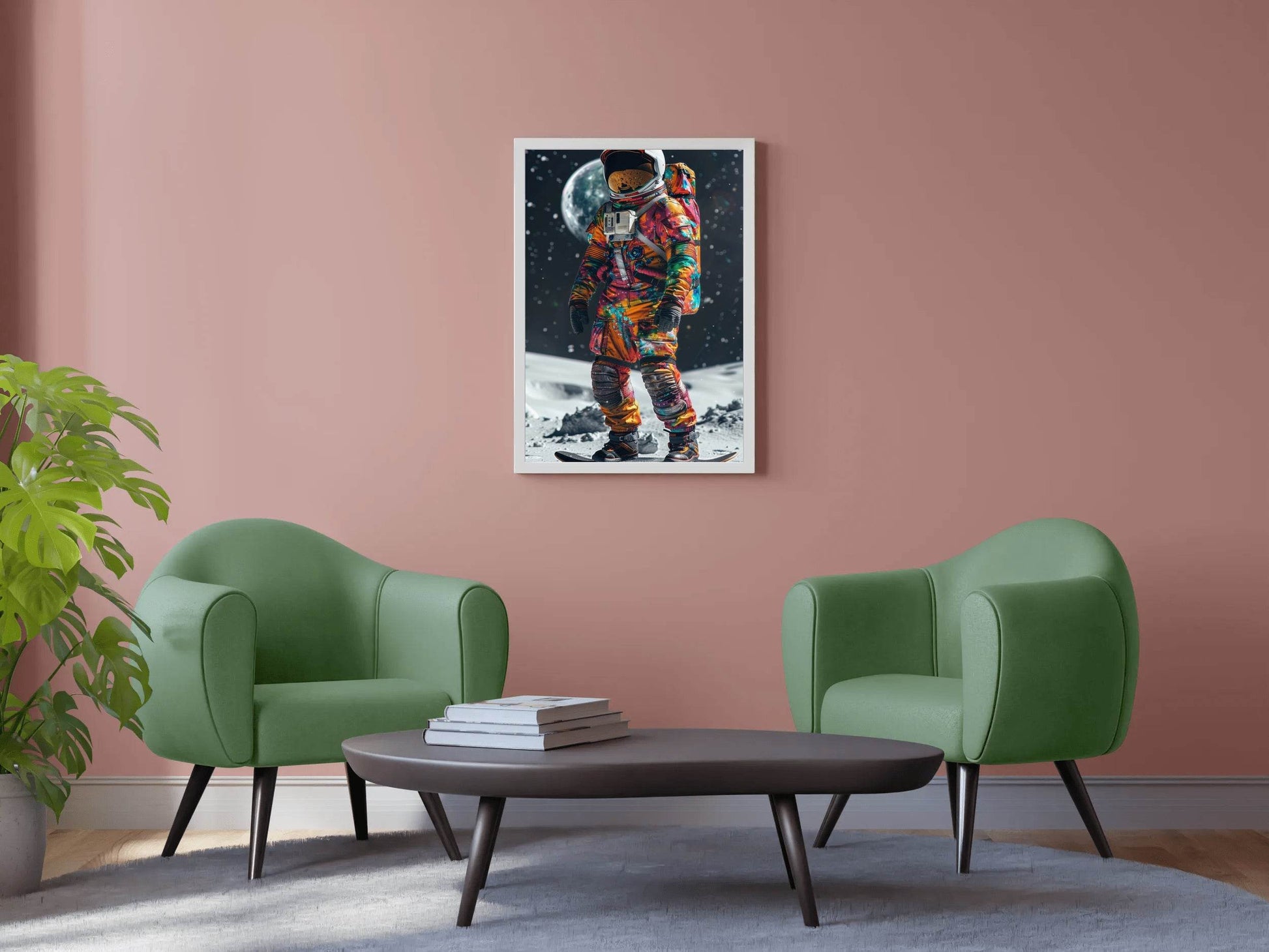 Astronaut colorful suit on moon Wall Art - beink online art store