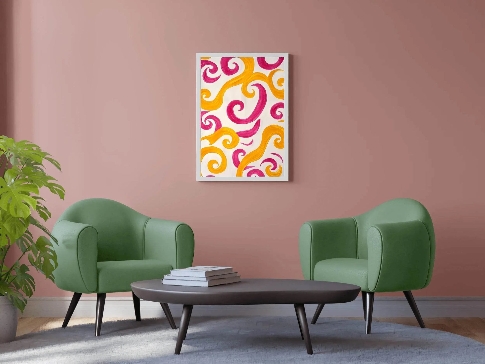 Orange and Pink Swirl Digital Art - beink online art store