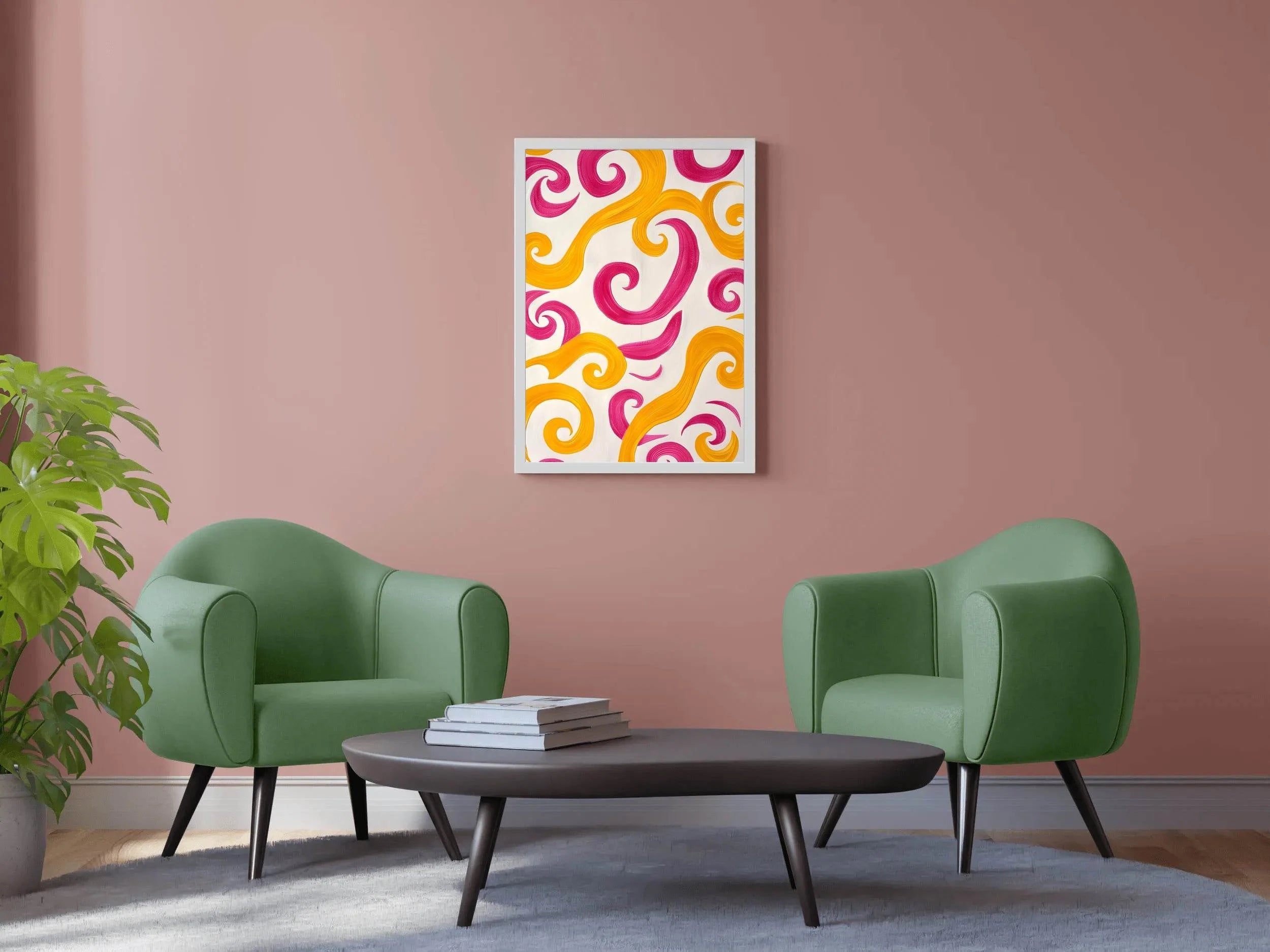 Orange and Pink Swirl Digital Art - beink online art store