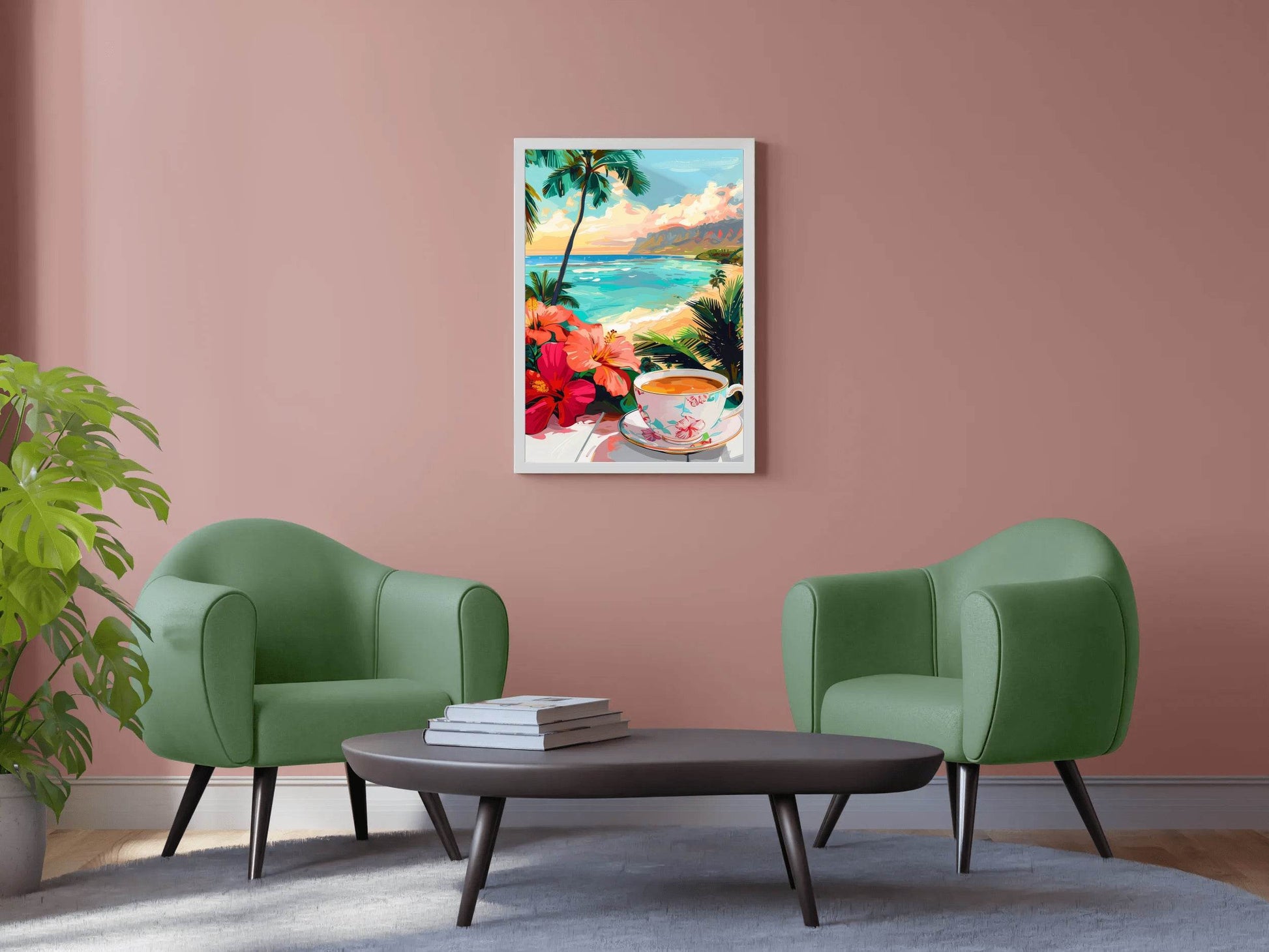 Hibiscus and Tea by the Beach Wall Art - beink online art store