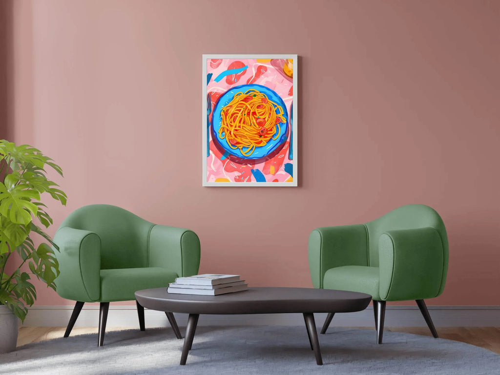 Painting Plate of Spaghetti with Tomato Sauce Wall Art - beink online art store