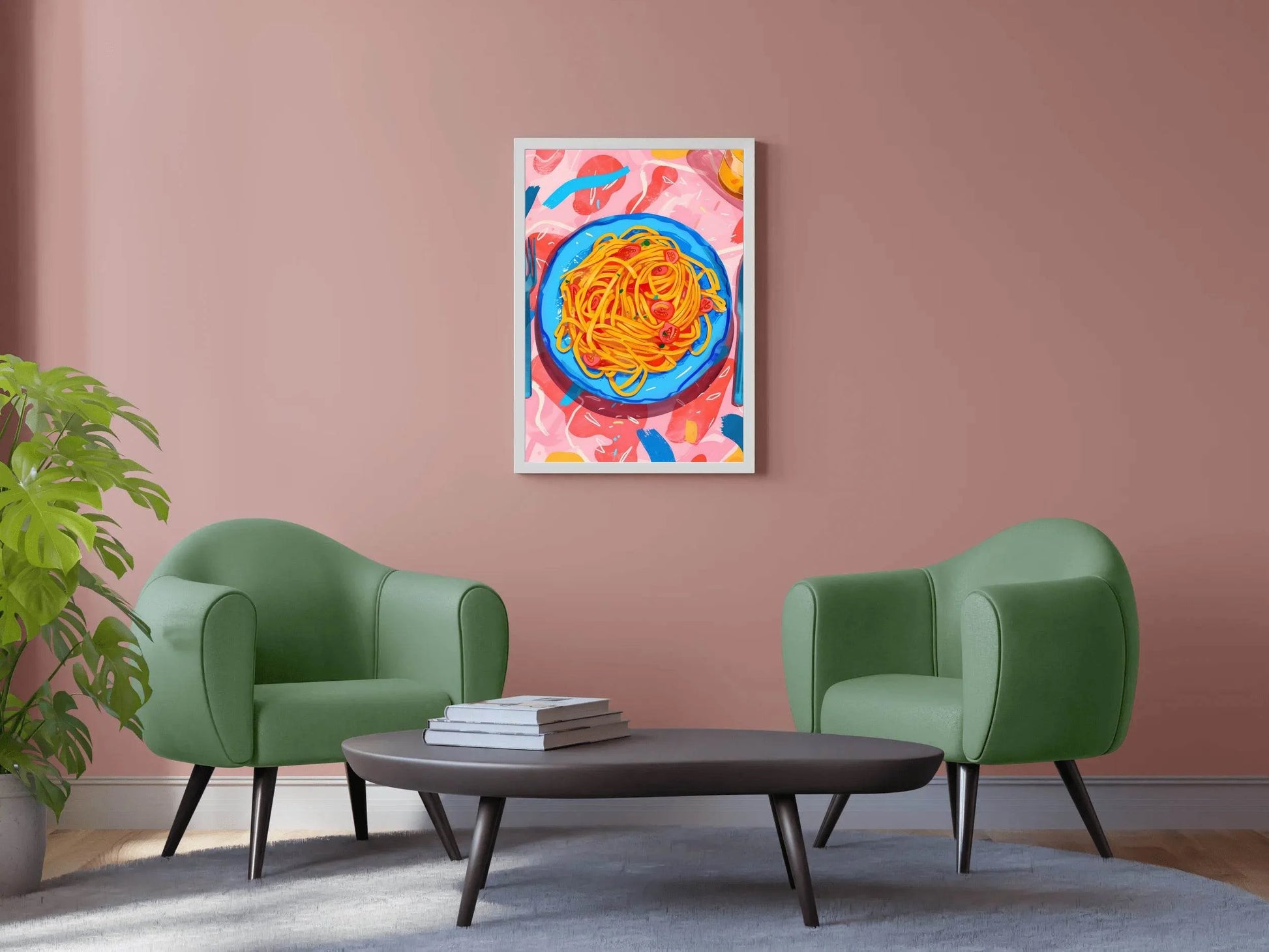 Painting Plate of Spaghetti with Tomato Sauce Wall Art - beink online art store