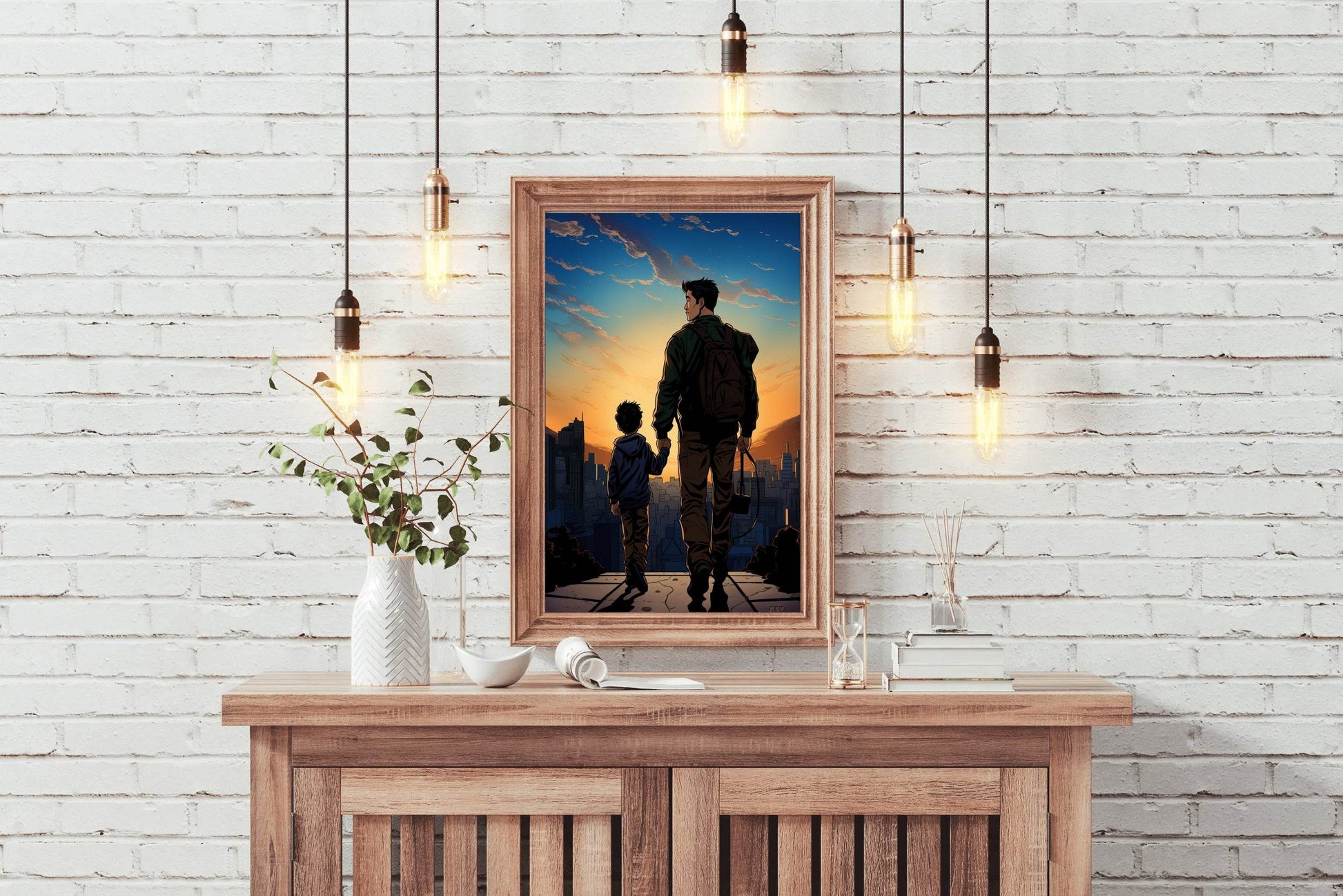 Parent with kid Anime Wall Art - beink online art store