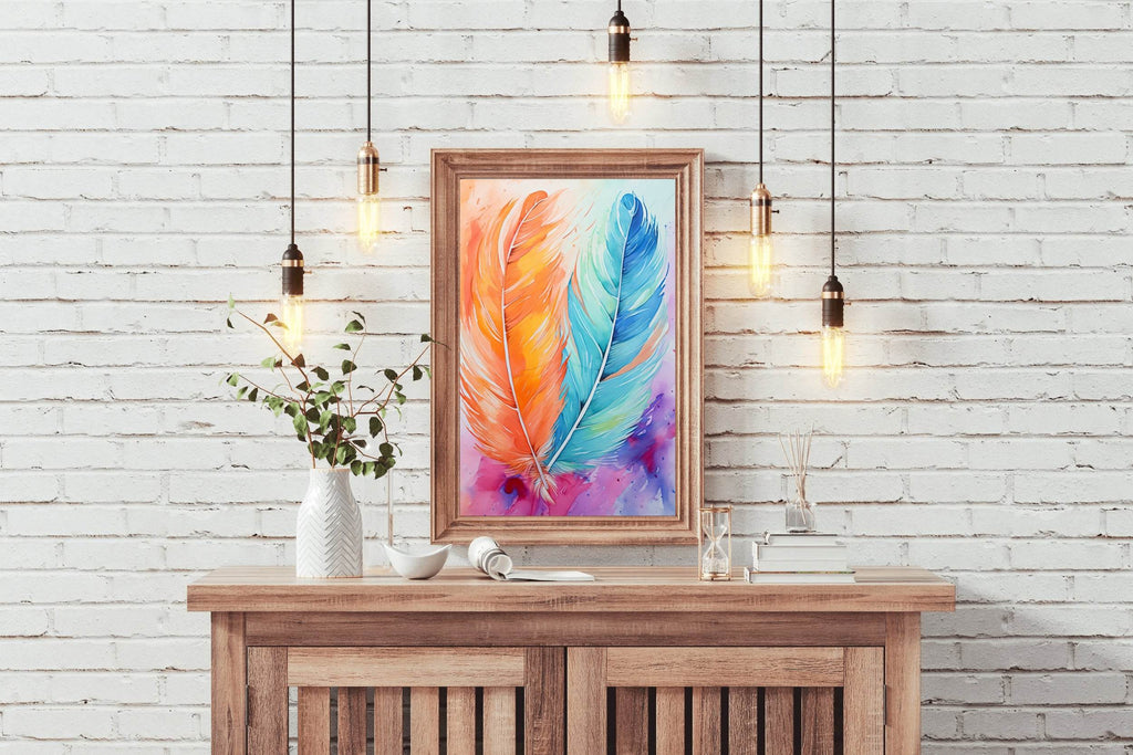 Painting Colored Feathers Wall Art - beink online art store