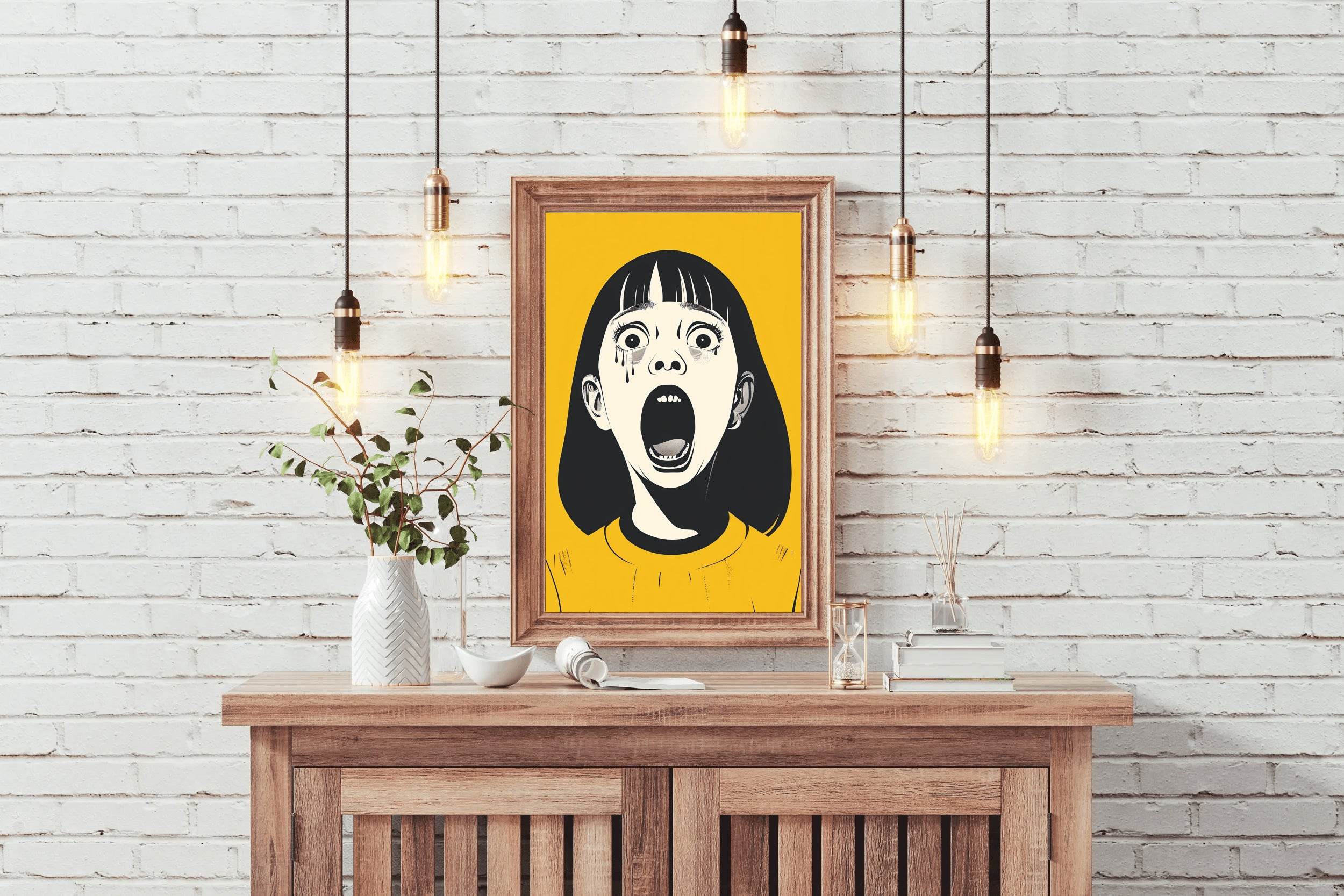 Crying Girl With Yellow Background Wall Art - beink online art store