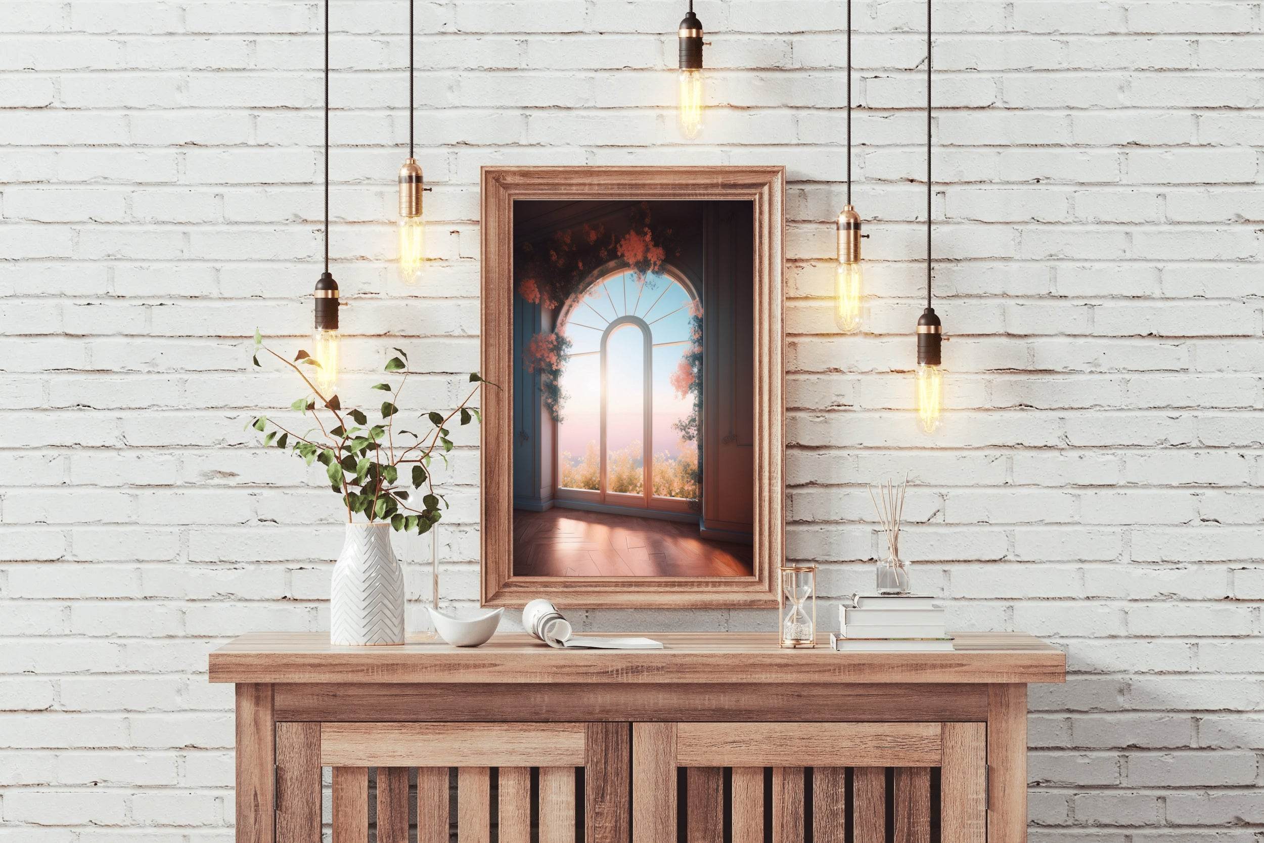 Window with Surreal and Magical Landscape Anime Wall Art - beink online art store