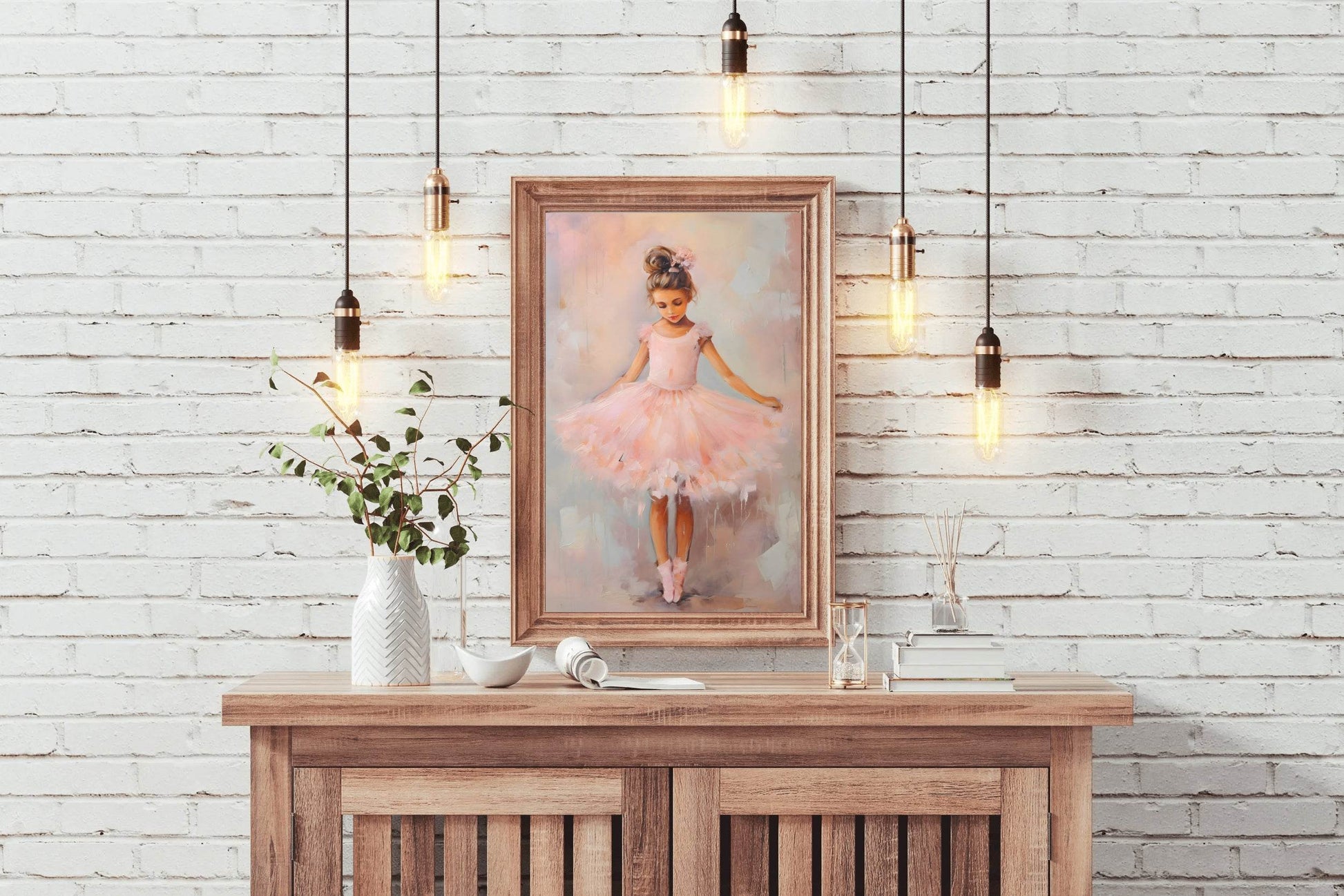 Watercolor Brushed illustration of Girl in Pink Dress - beink online art store