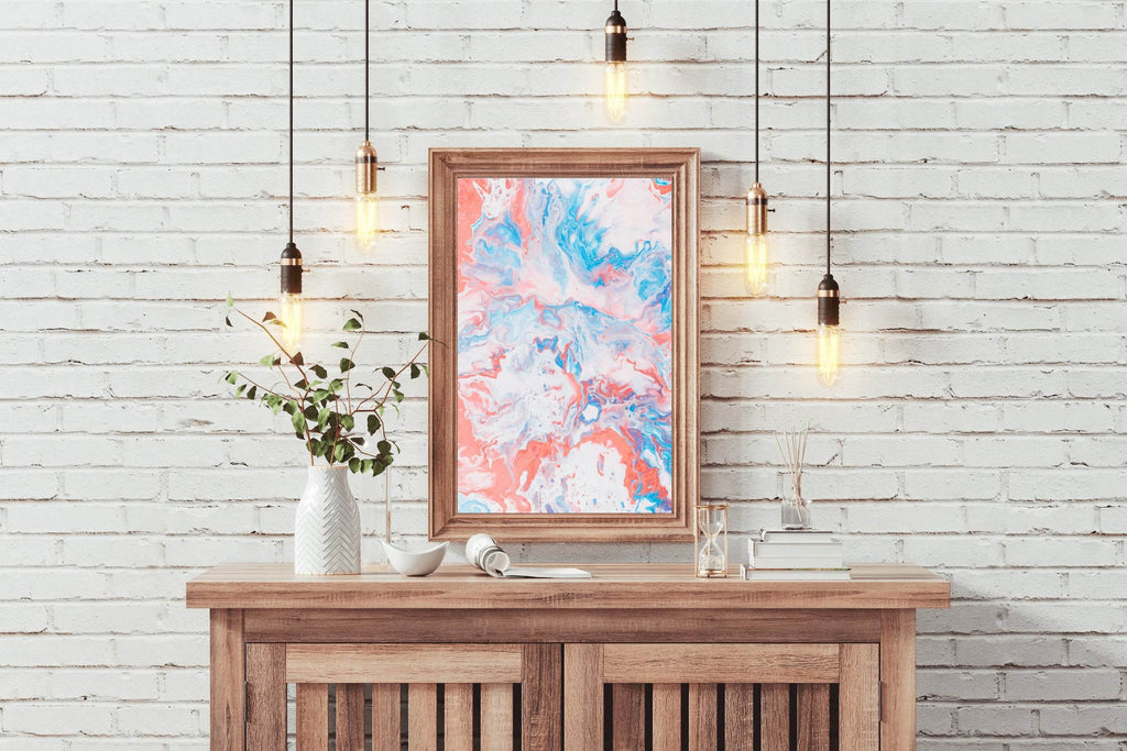 Spread of Aqua Pink Oil Paint Abstract Wall Art - beink online art store