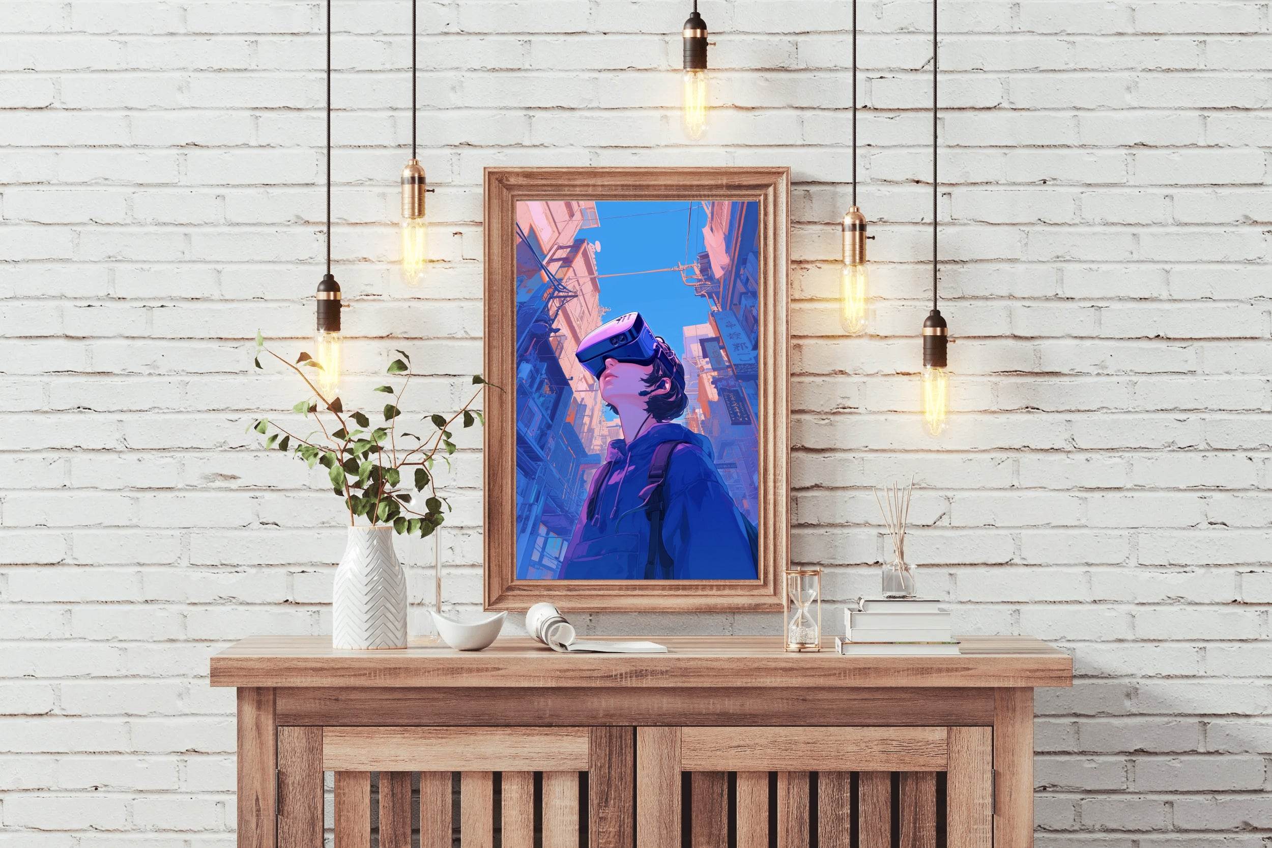 Anime Character with Virtual Reality Glasses Wall Art - beink online art store