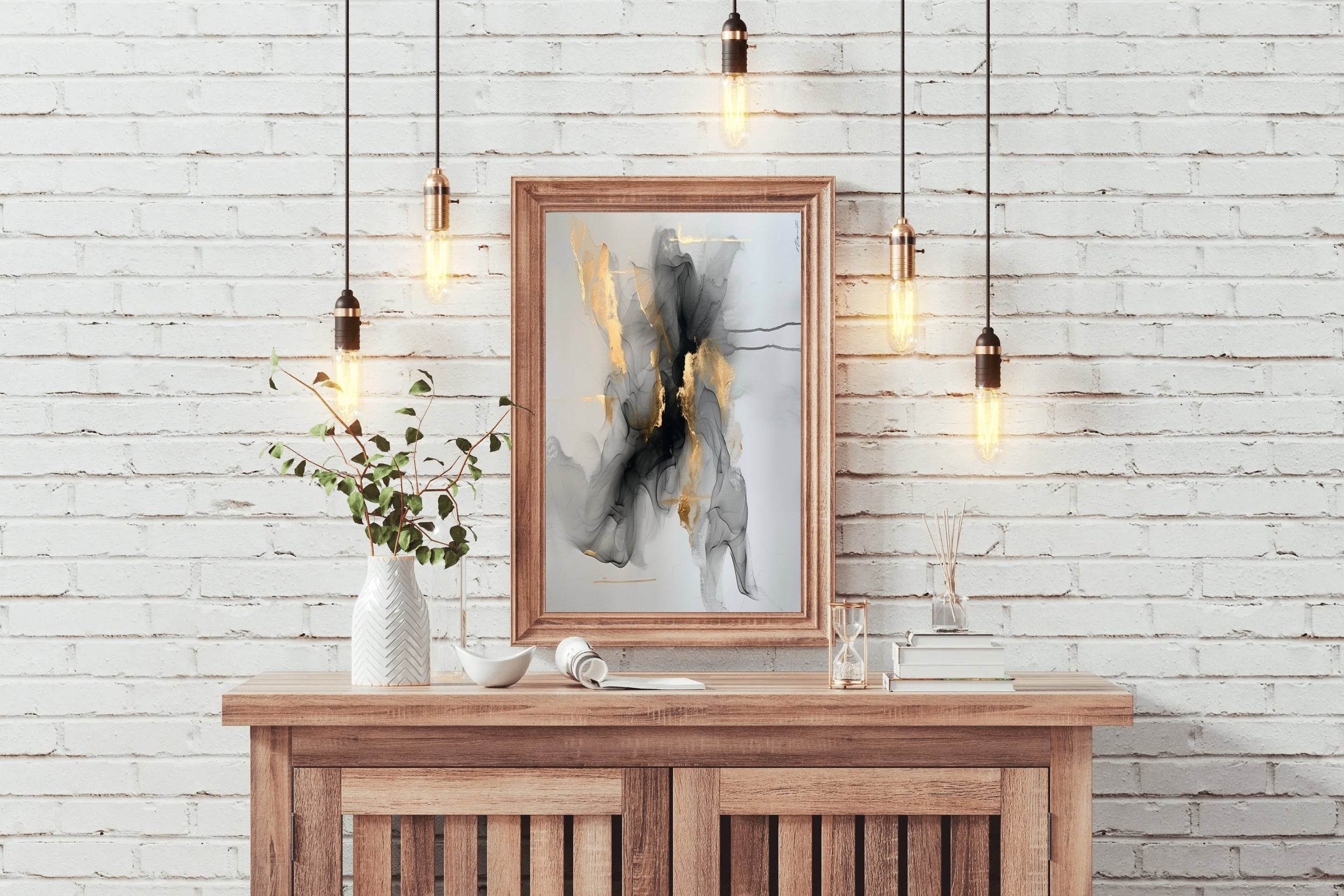 Black Marble With Golden Lines Wall Art - beink online art store