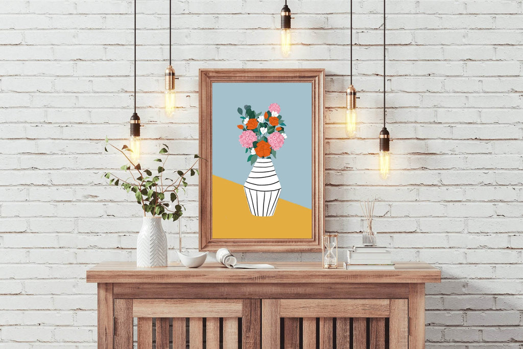Black And White Vase With Spring Flowers Wall Art - beink online art store