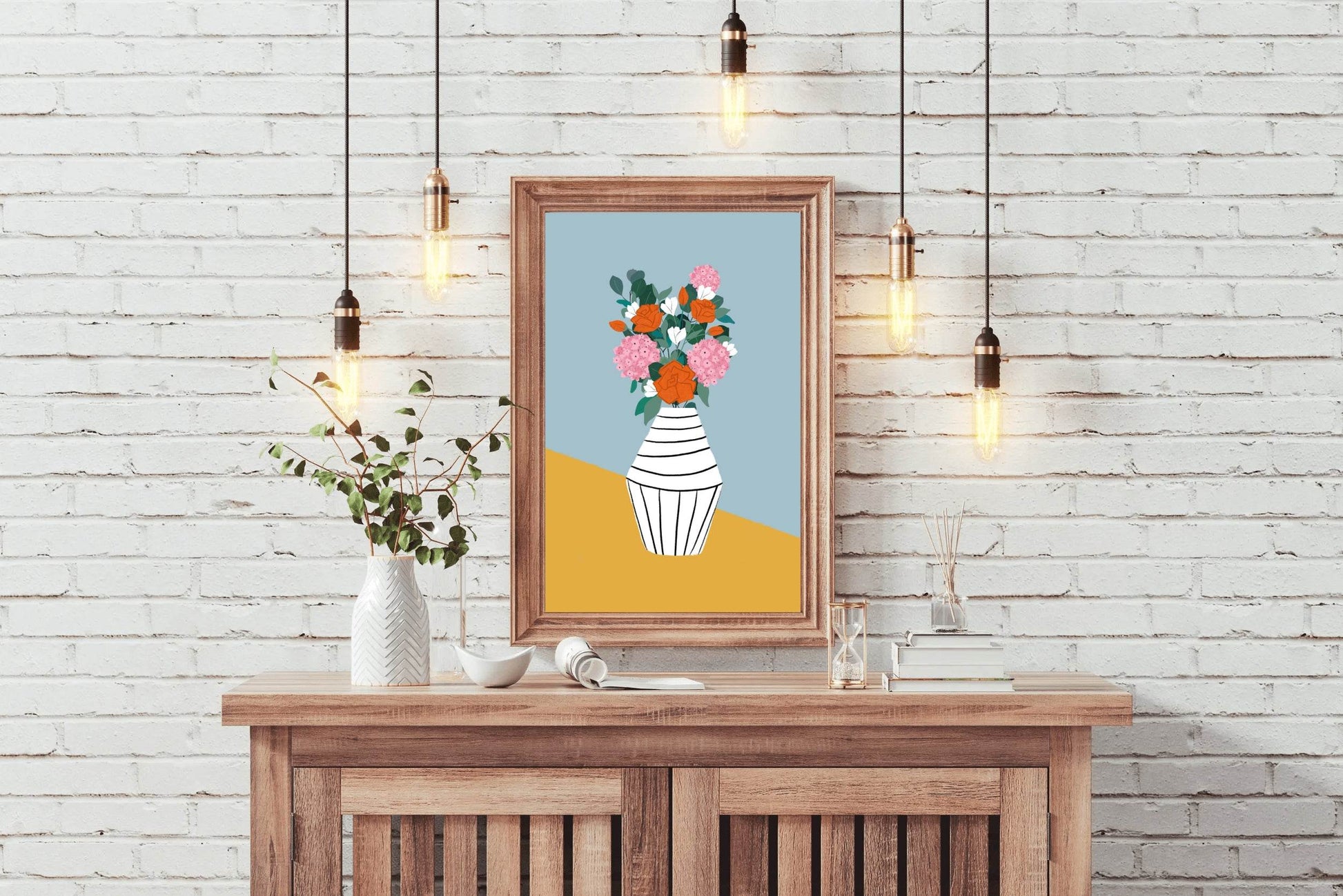 Black And White Vase With Spring Flowers Wall Art - beink online art store