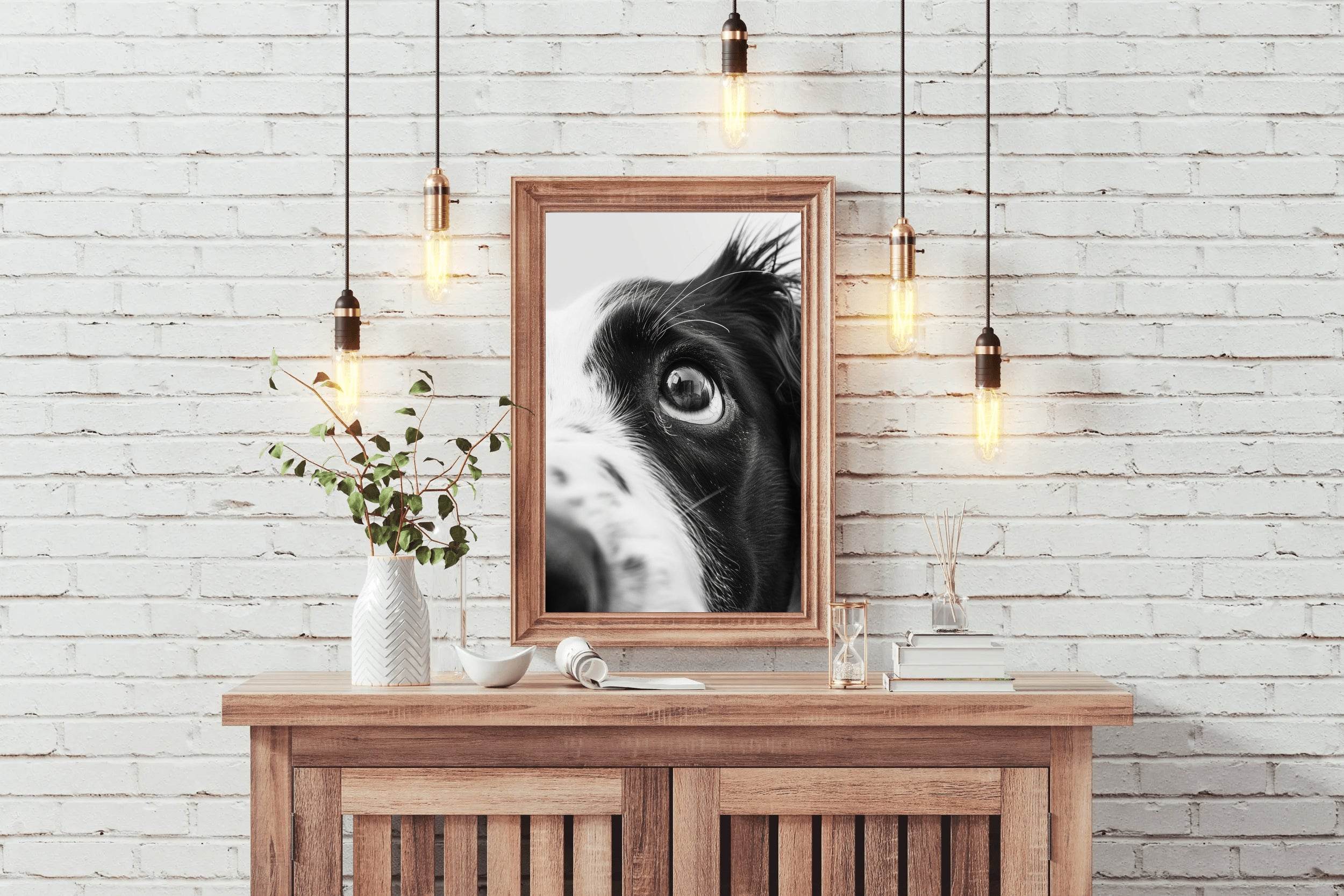 Border Collie Dog Black & White Wall Art - beink online art store