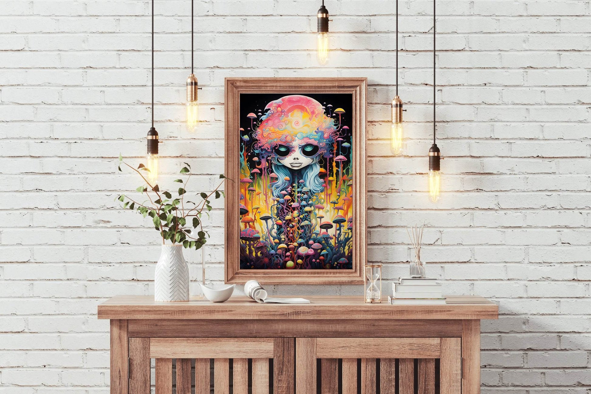 Fantasy Anime Head Mushroom Wall Art - beink online art store