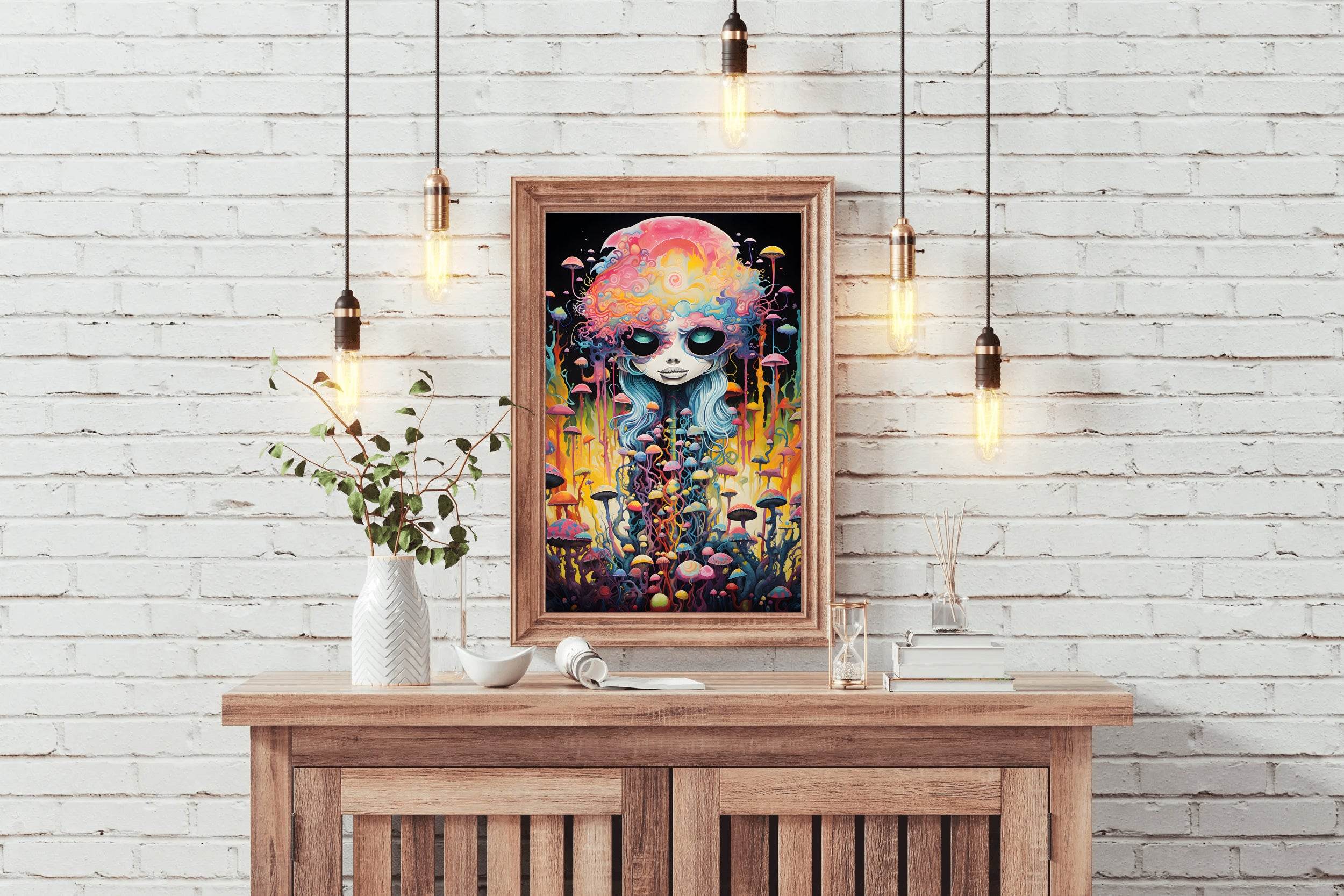 Fantasy Anime Head Mushroom Wall Art - beink online art store