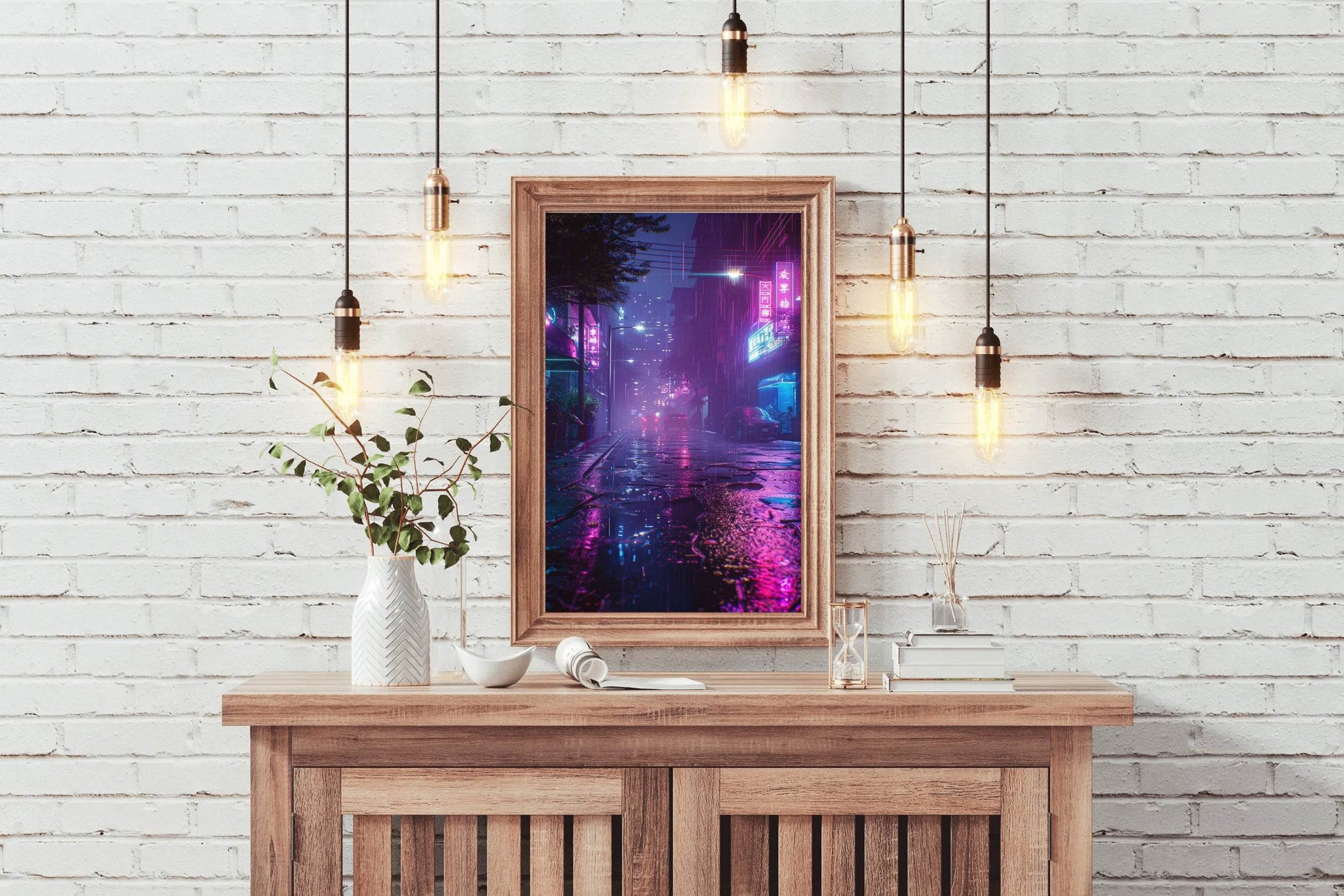 Street Featuring Neon Lights Wall Art - beink online art store