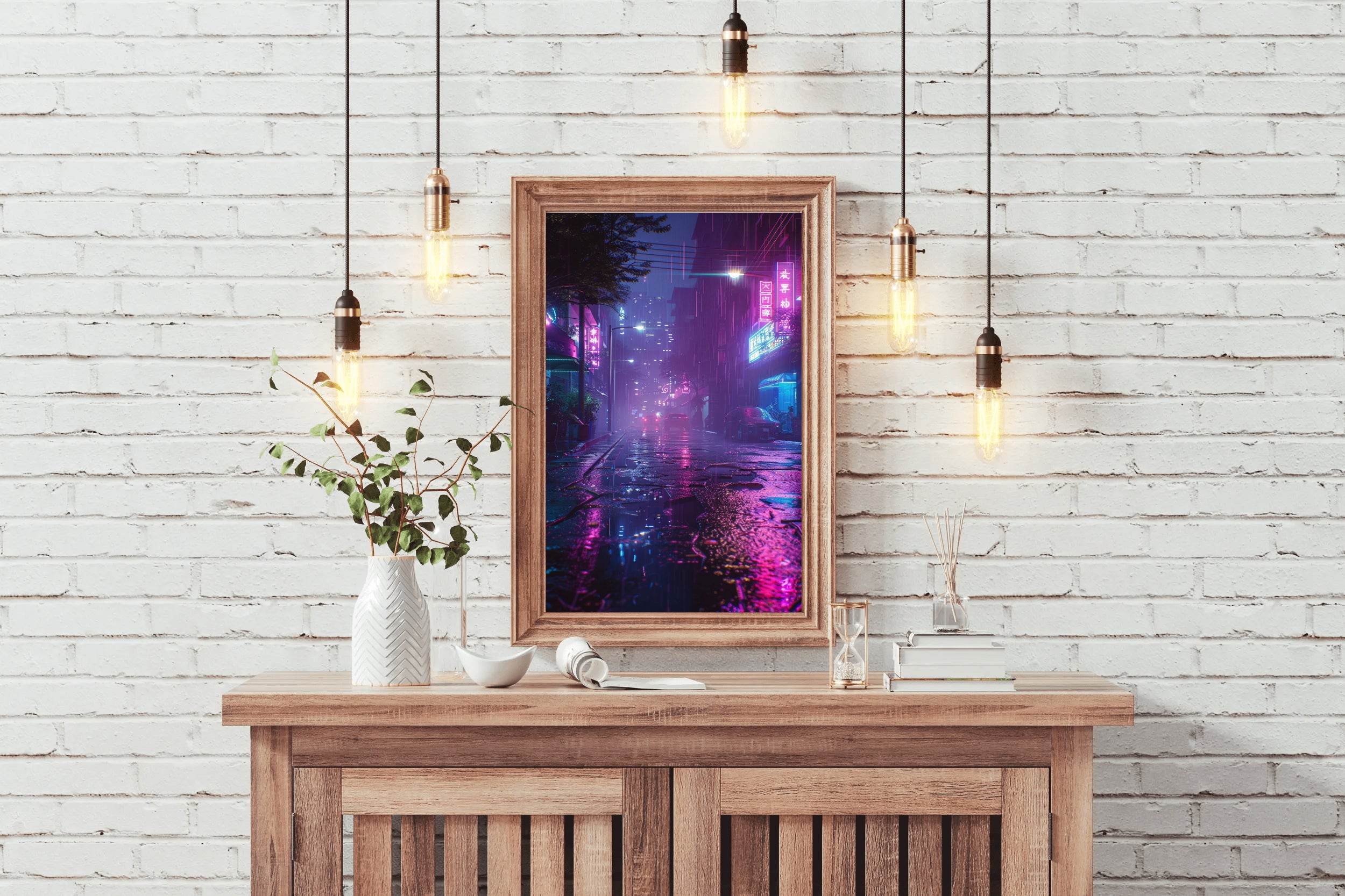 Street Featuring Neon Lights Wall Art - beink online art store