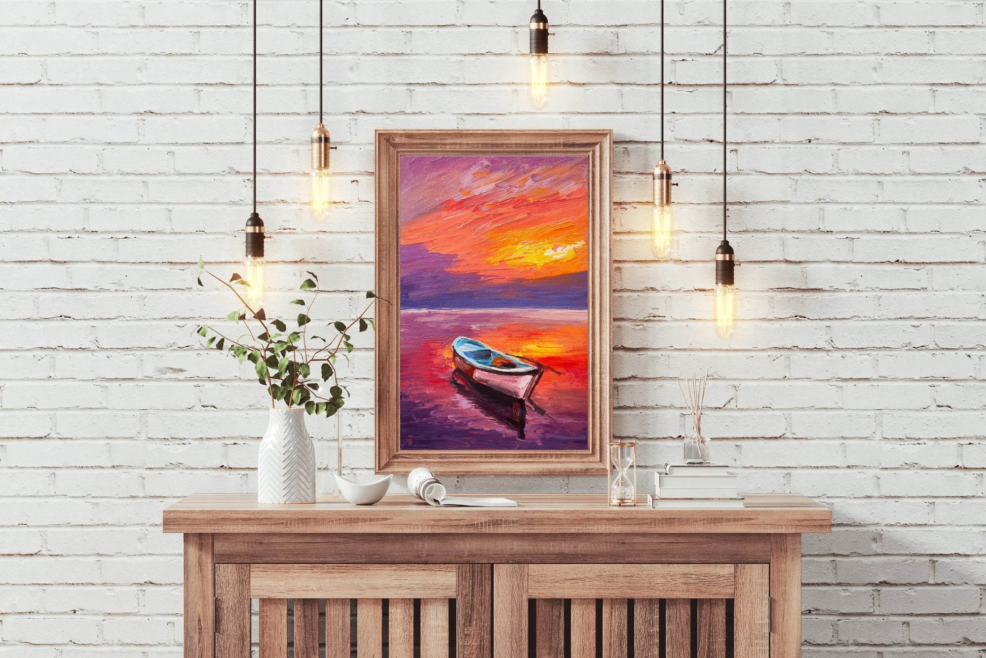 Small Boat in The Sunset Light Wall Art - beink online art store