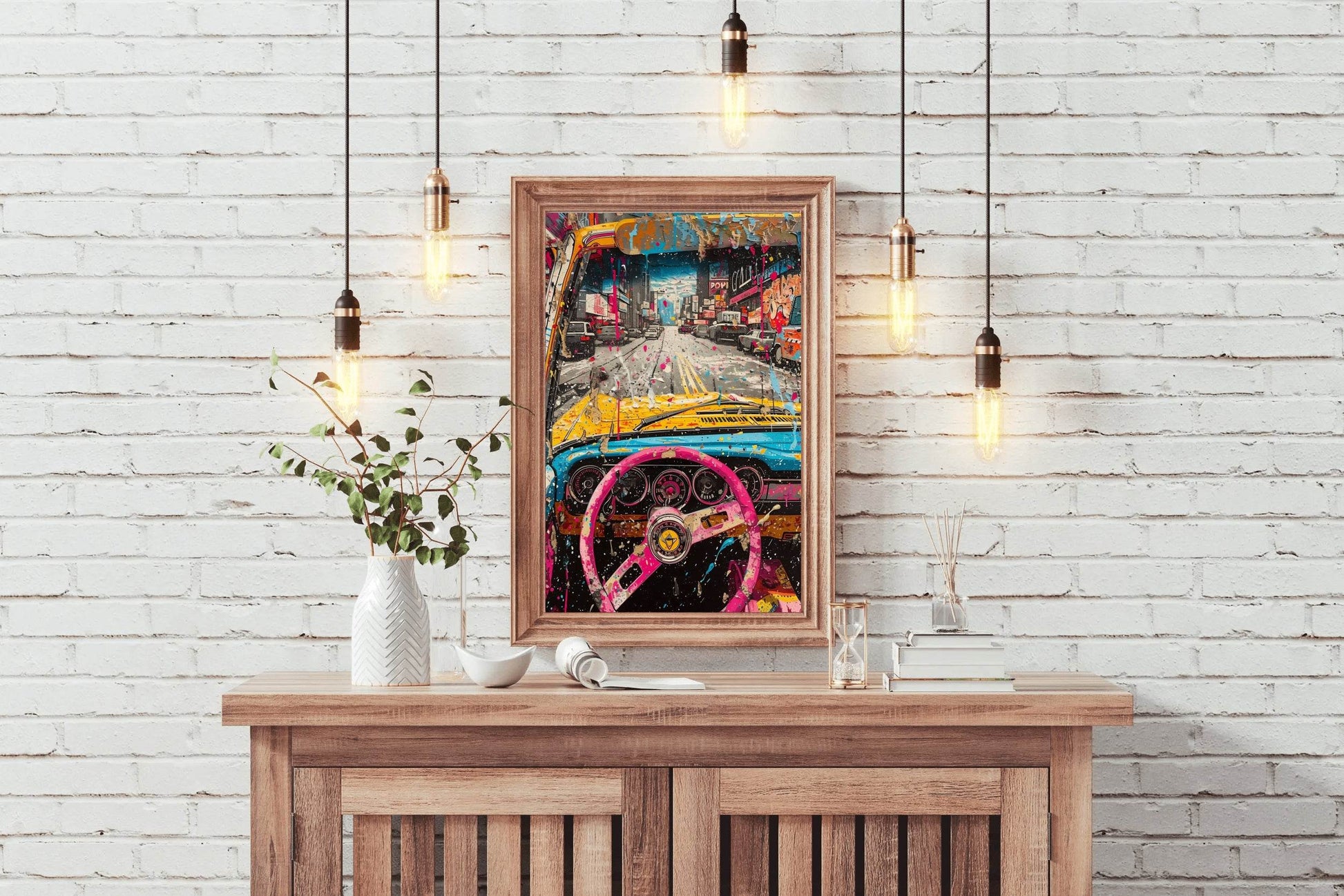 Rainbow Car To Road Wall Art - beink online art store